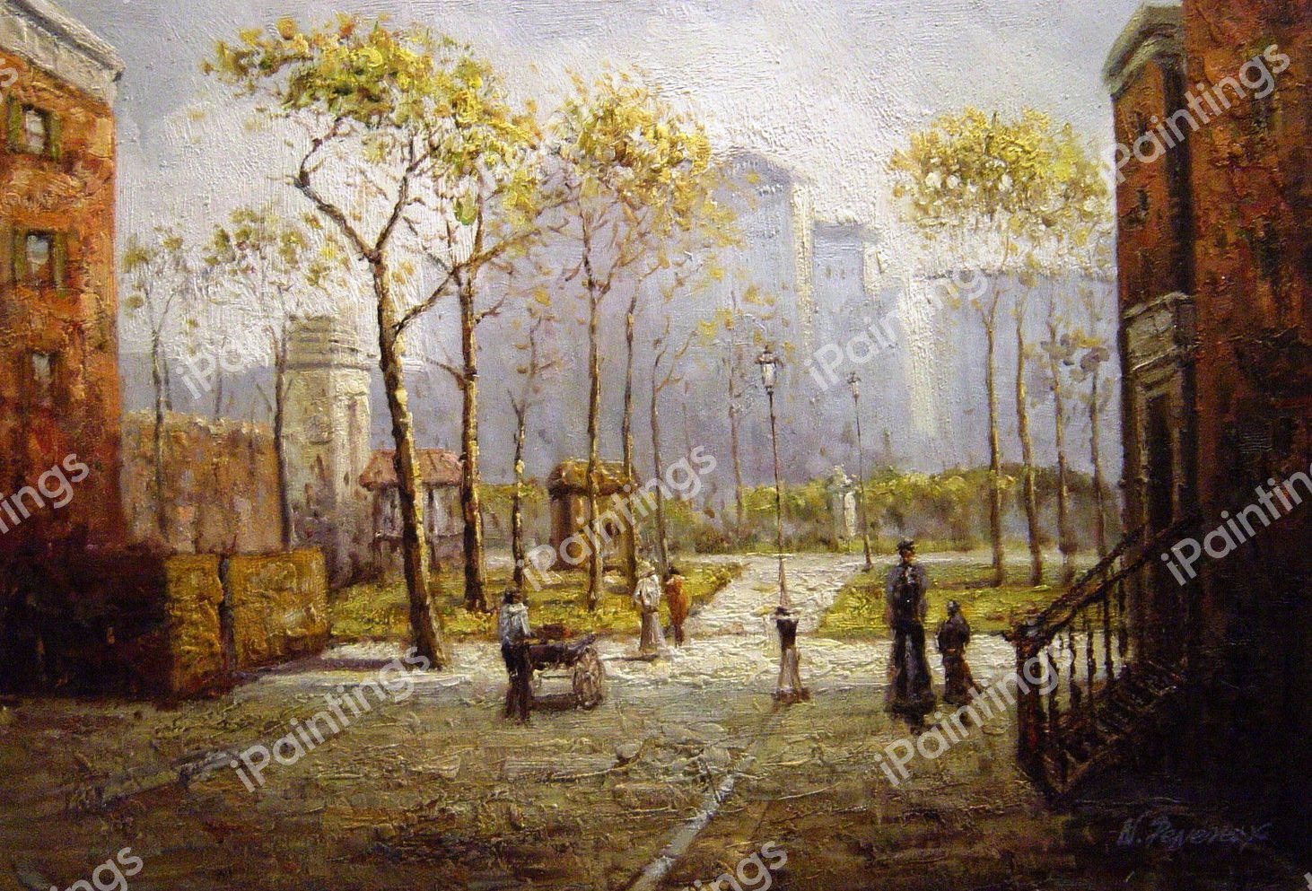 Late Afternoon In Washington Square. The painting by Paul Cornoyer