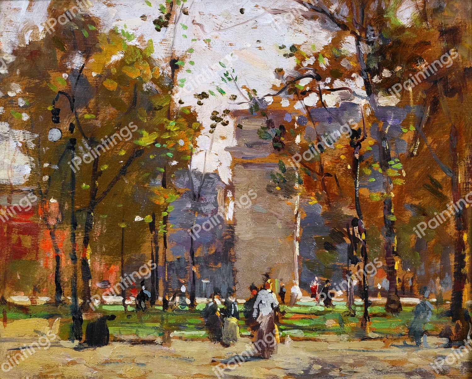 View of Washington Square. The painting by Paul Cornoyer