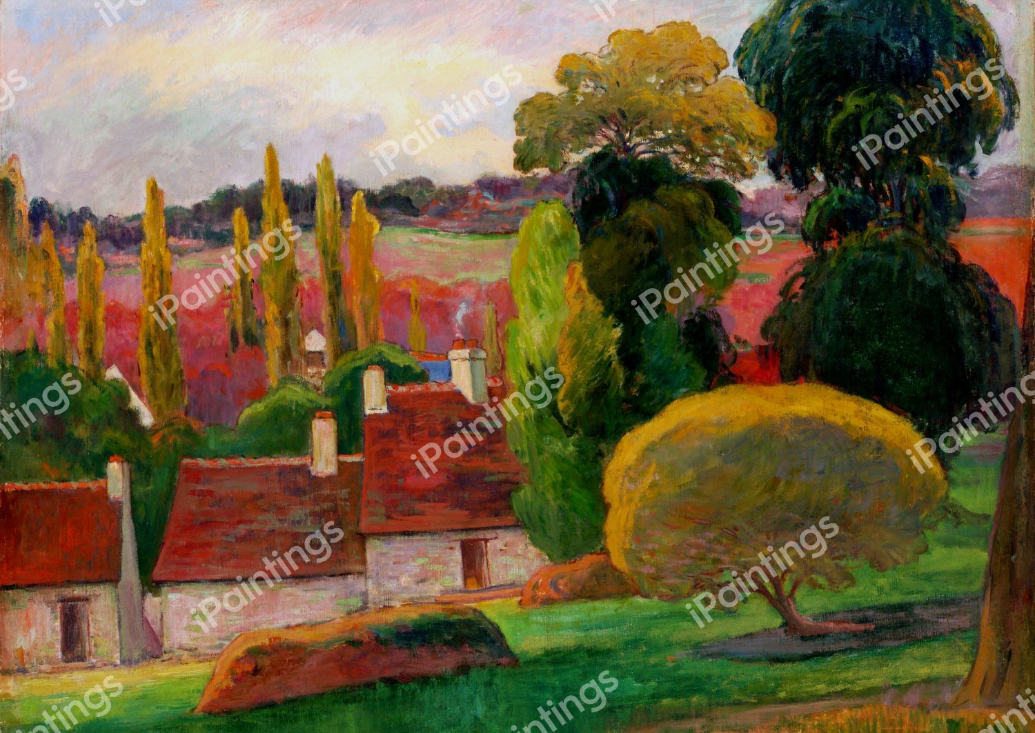 Farm in Brittany. The painting by Paul Gauguin