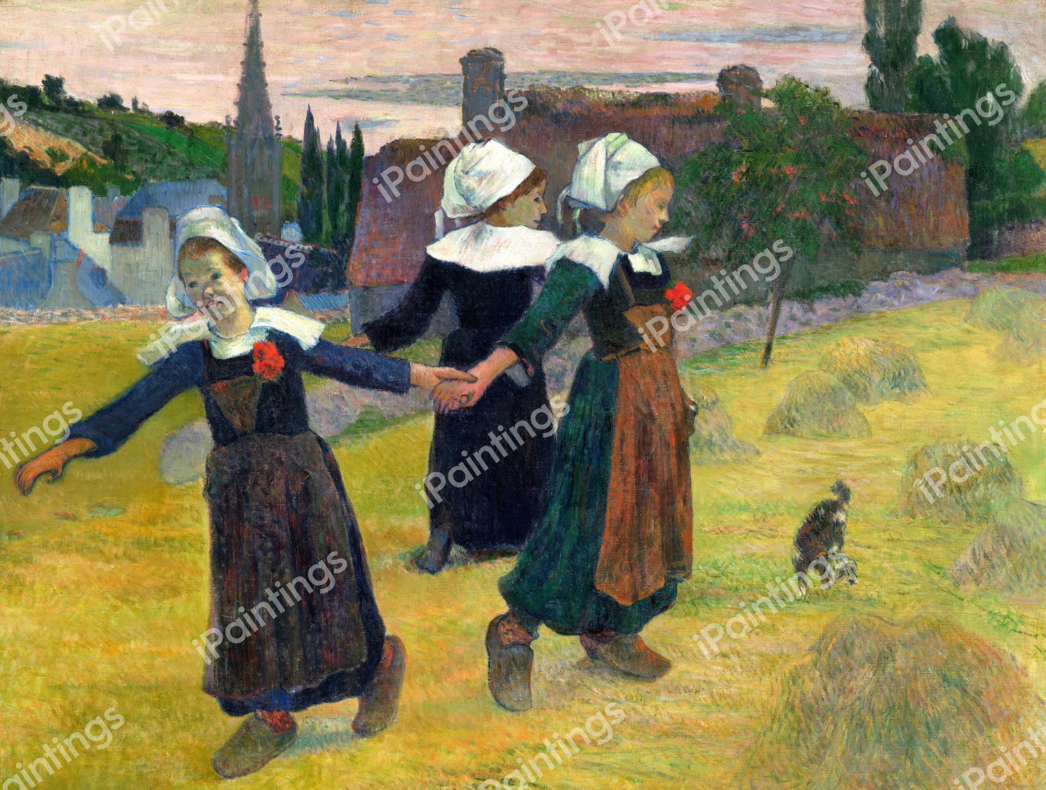 Breton Girls Dancing, Pont-Aven. The painting by Paul Gauguin