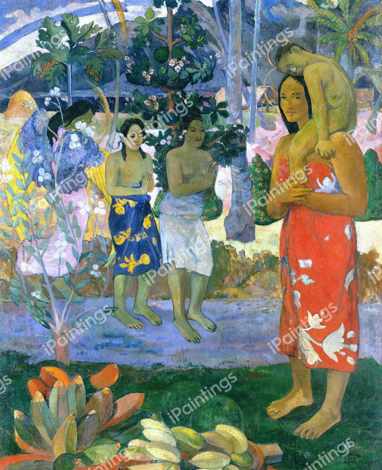 Hail Mary, La Orana Maria . The painting by Paul Gauguin