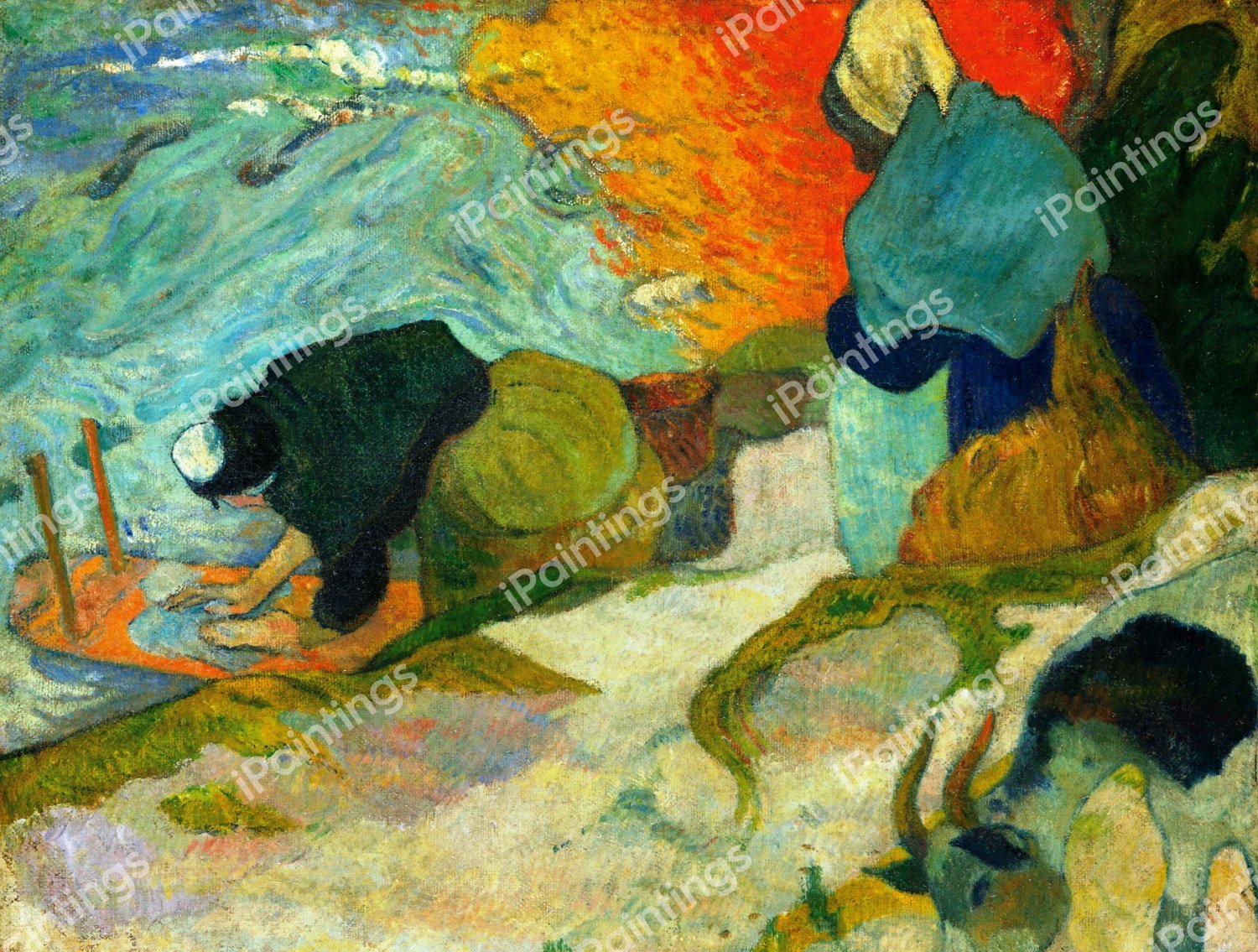 Laveuses a Arles (Washerwomen in Arles). The painting by Paul Gauguin