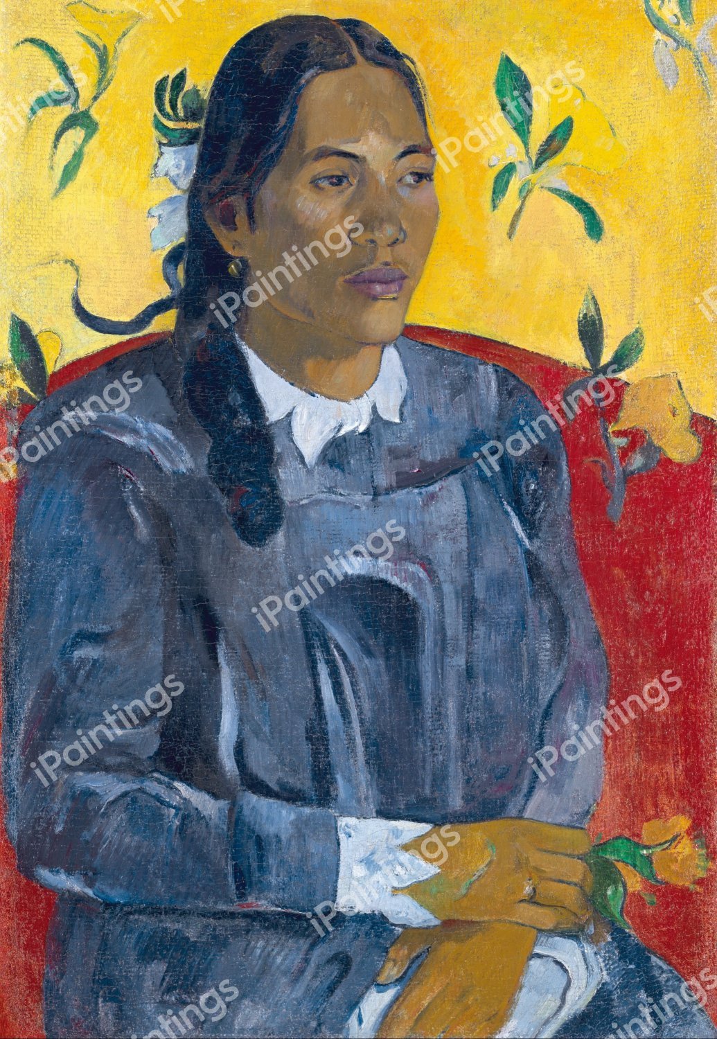 Vahine No Te Tiare (Woman with a Flower). The painting by Paul Gauguin