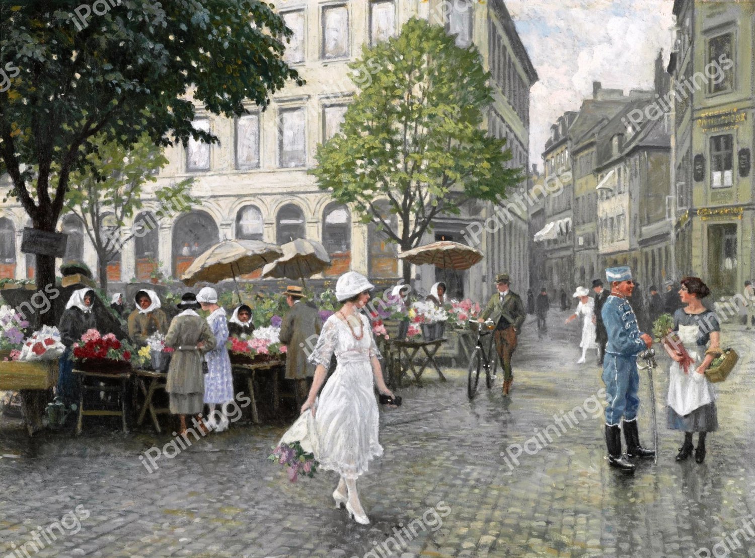 A Hojbro Plads, Copenhagen, 1921. The painting by Paul Gustave Fischer