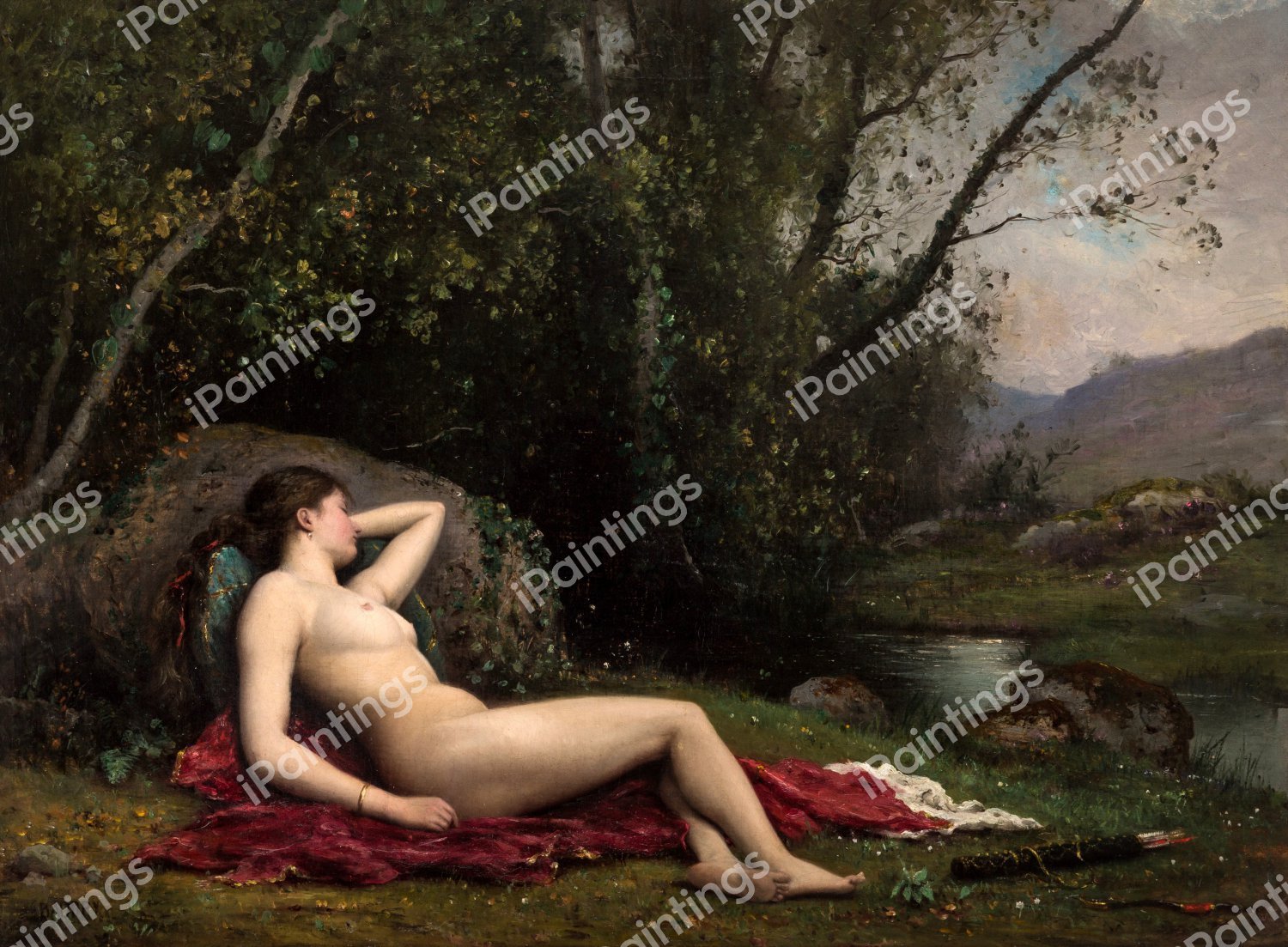 Resting Diana. The painting by Paul-Jacques-Aime Baudry