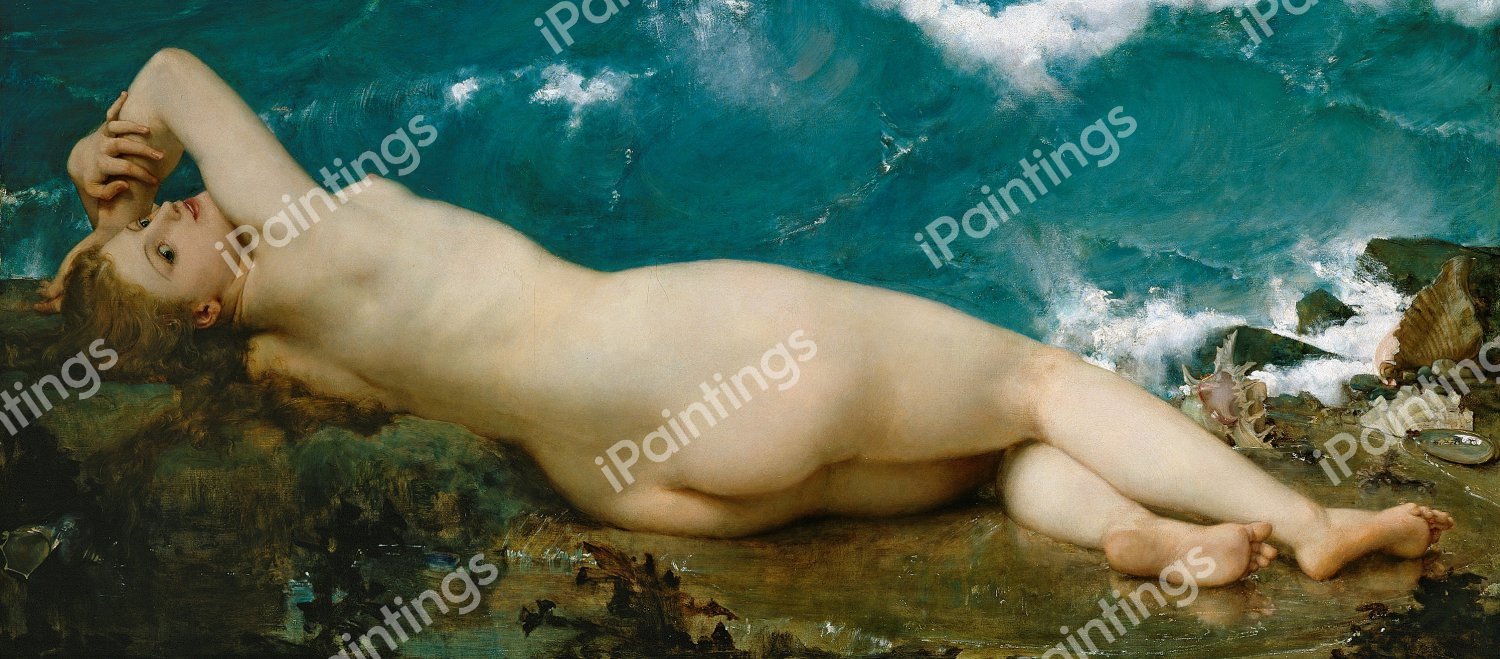 A Breathtaking Wave and the Pearl. The painting by Paul-Jacques-Aime Baudry