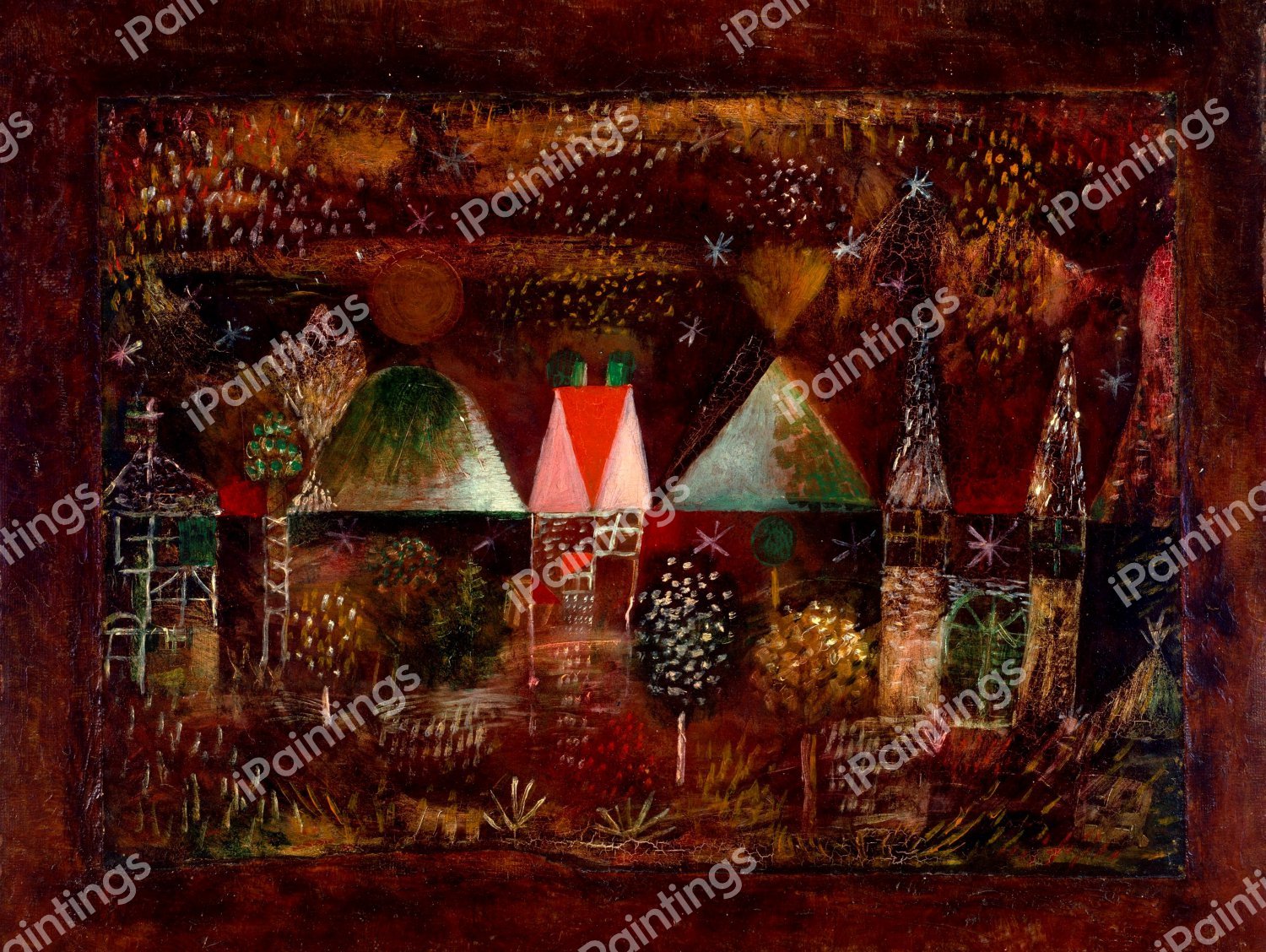 Night Feast, 1921. The painting by Paul Klee