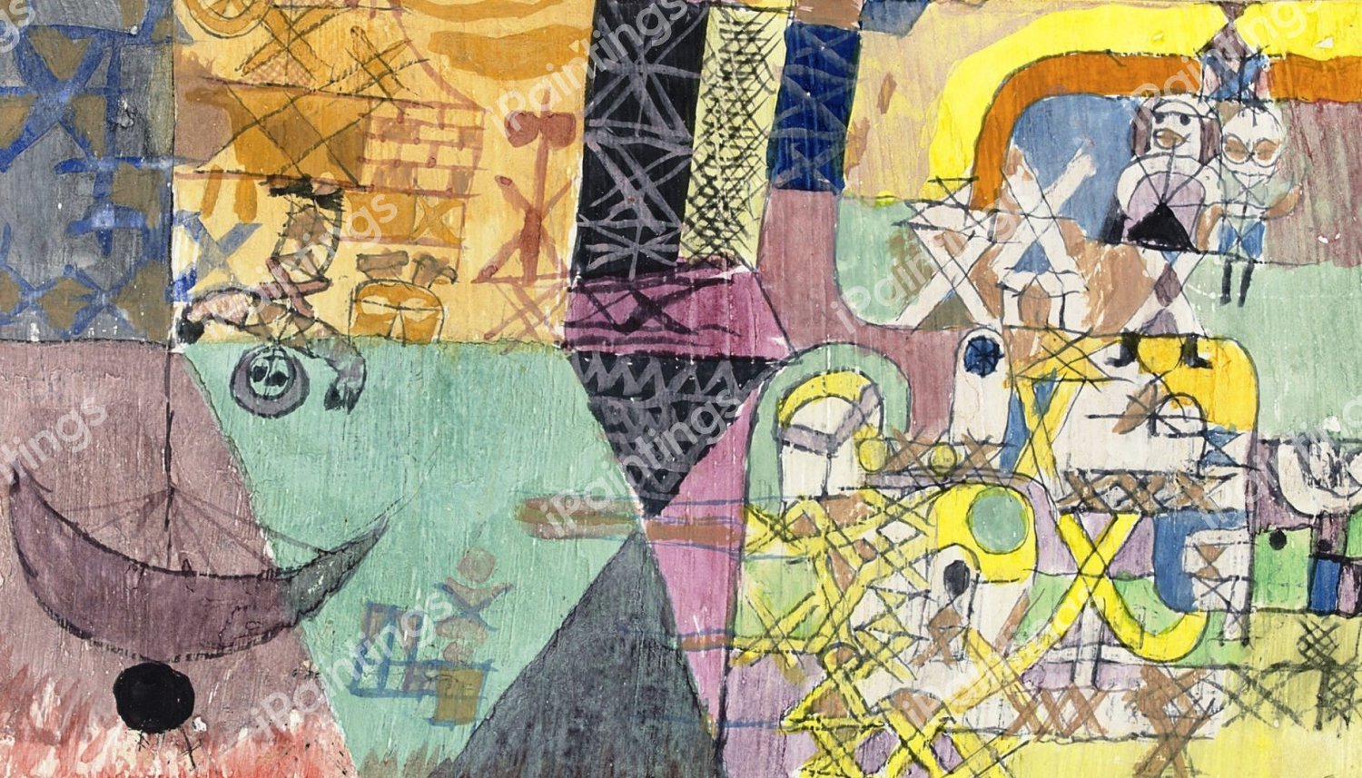 Asian Entertainers, 1919. The painting by Paul Klee