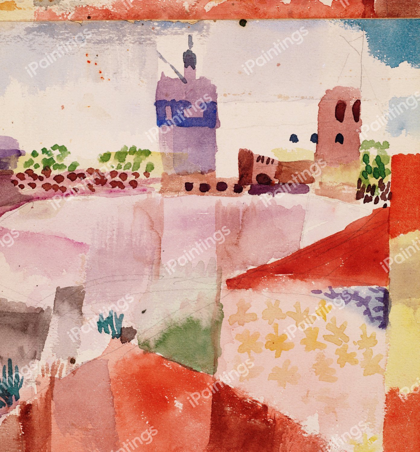 Hammamet with Its Mosque, 1914. The painting by Paul Klee