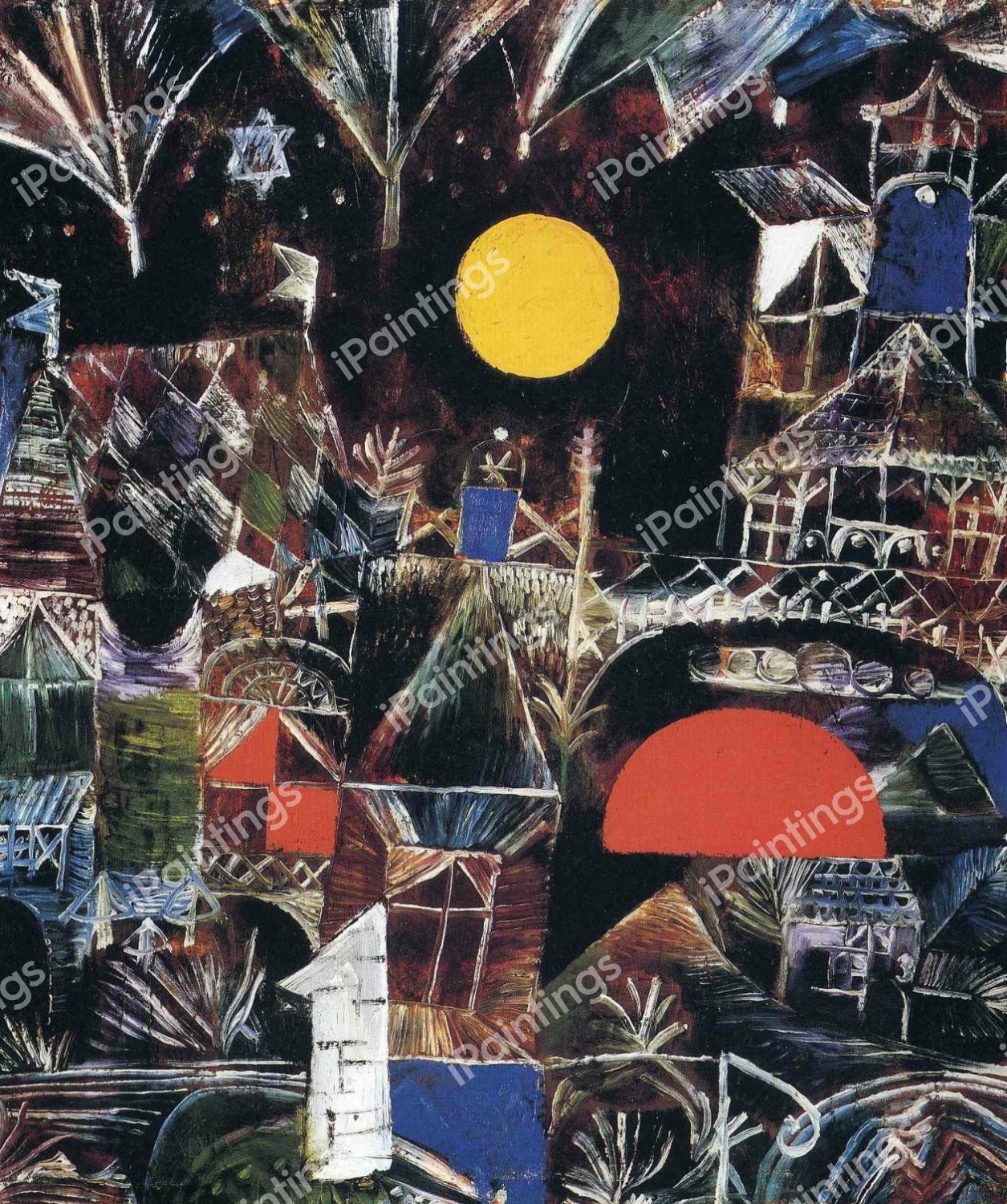 Moonrise - Sunset, 1919. The painting by Paul Klee