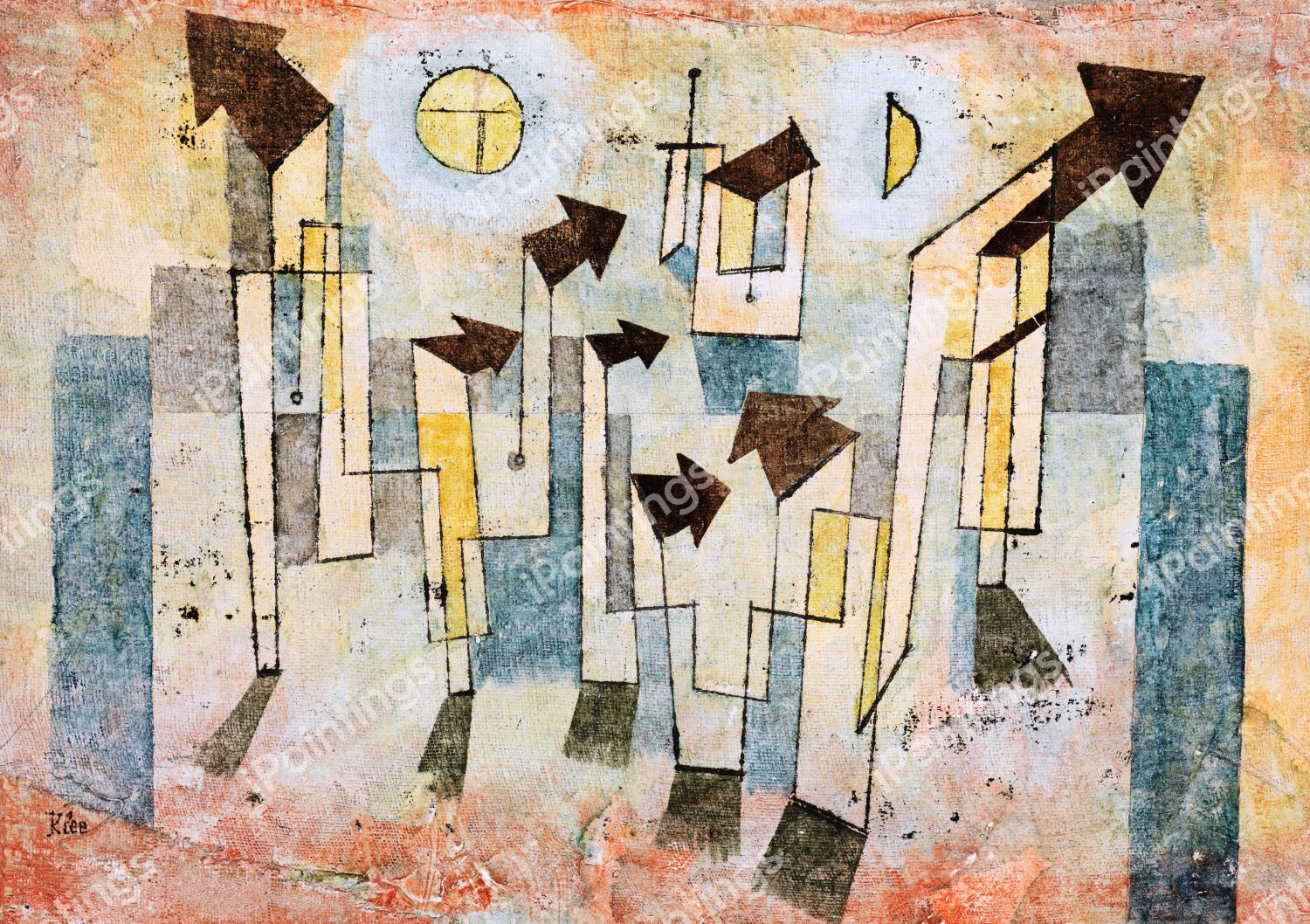 Mural from the Temple of Longing (Thither), 1922. The painting by Paul Klee