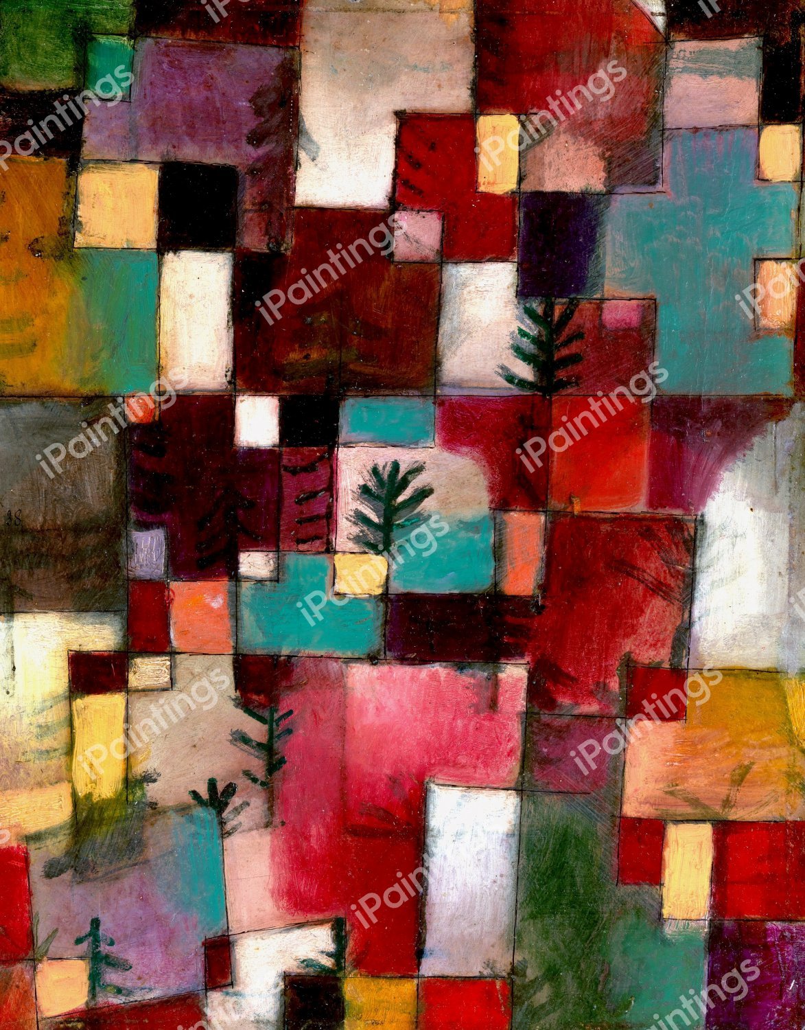 Redgreen and Violet-Yellow Rhythms, 1920. The painting by Paul Klee