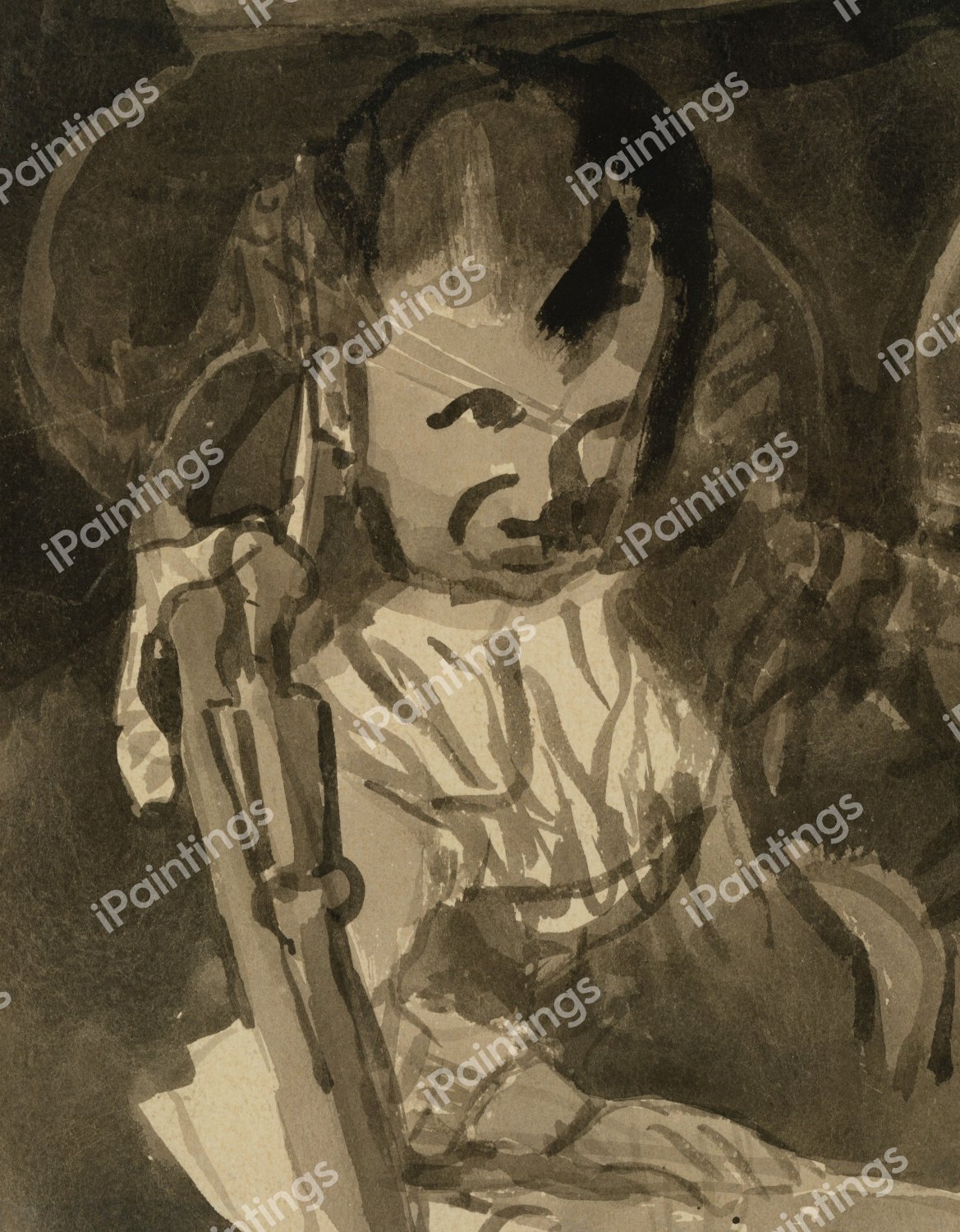 Sketch of Felix Klee, 1908. The painting by Paul Klee