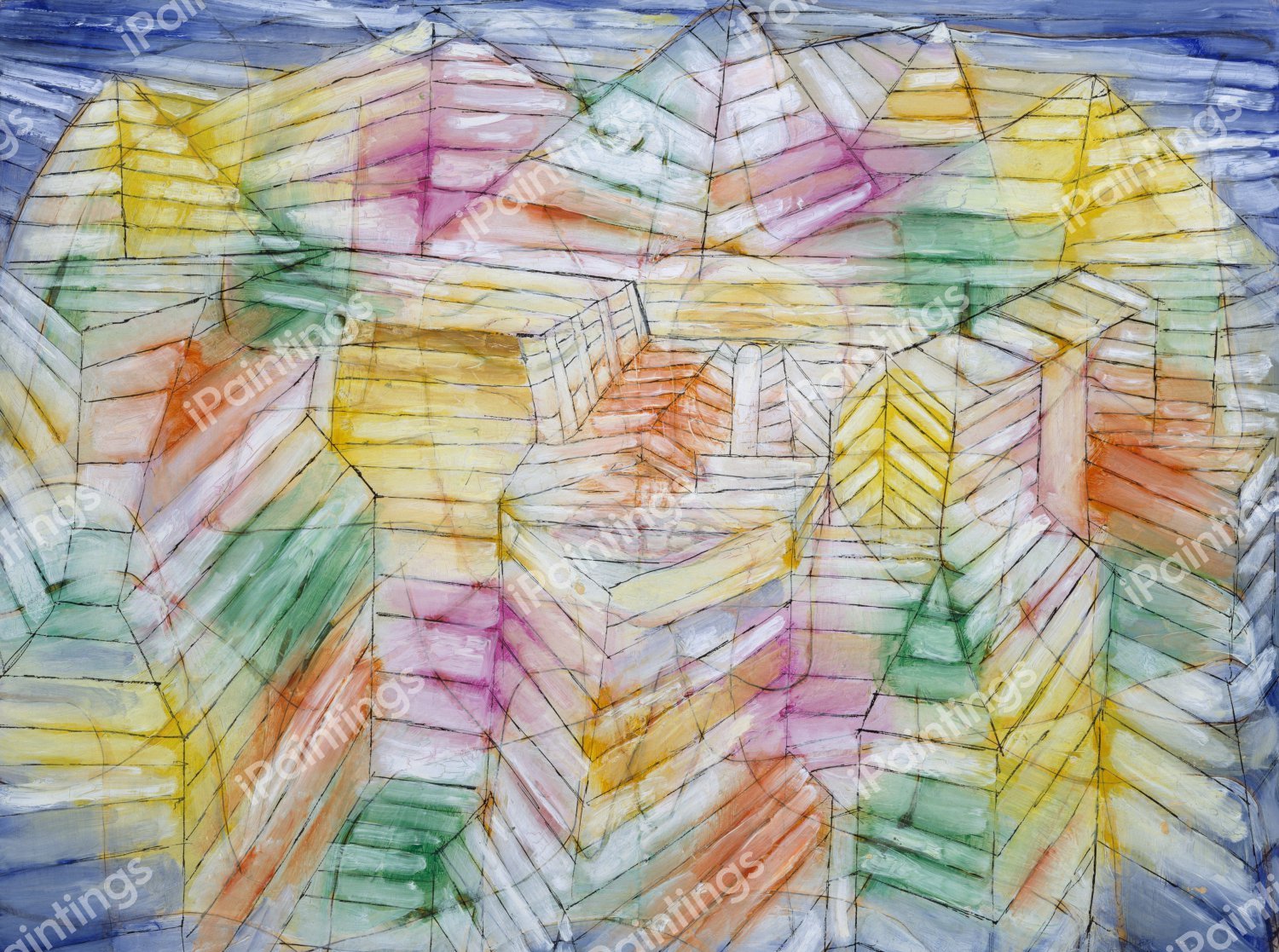 Theater-Mountain-Construction, 1920. The painting by Paul Klee