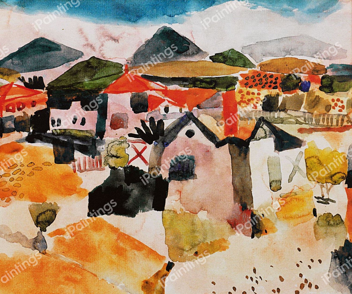 View on St. Germain, 1914. The painting by Paul Klee