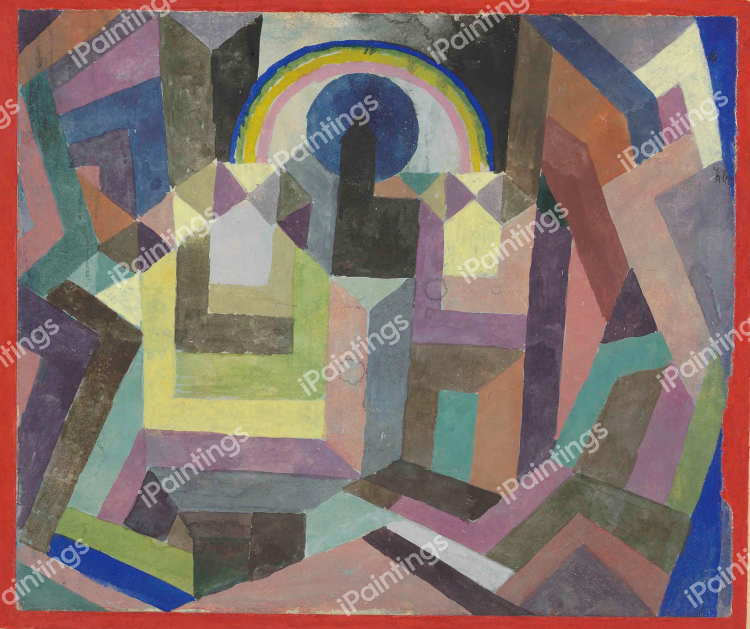 With the Rainbow, 1917. The painting by Paul Klee