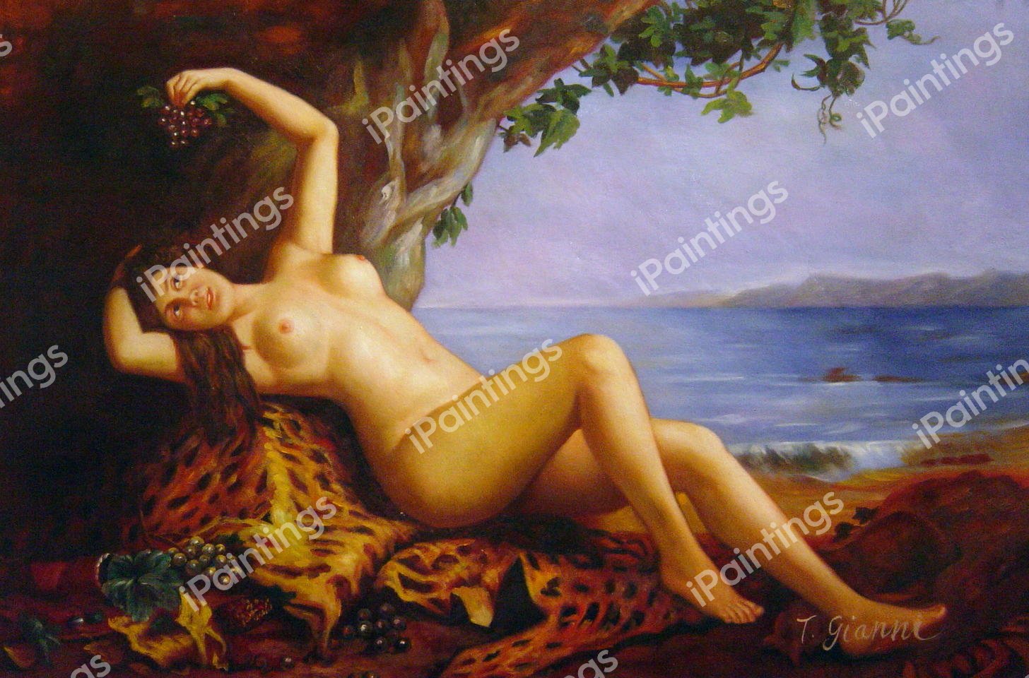 Bacchante With Grapes. The painting by Paul Merwart