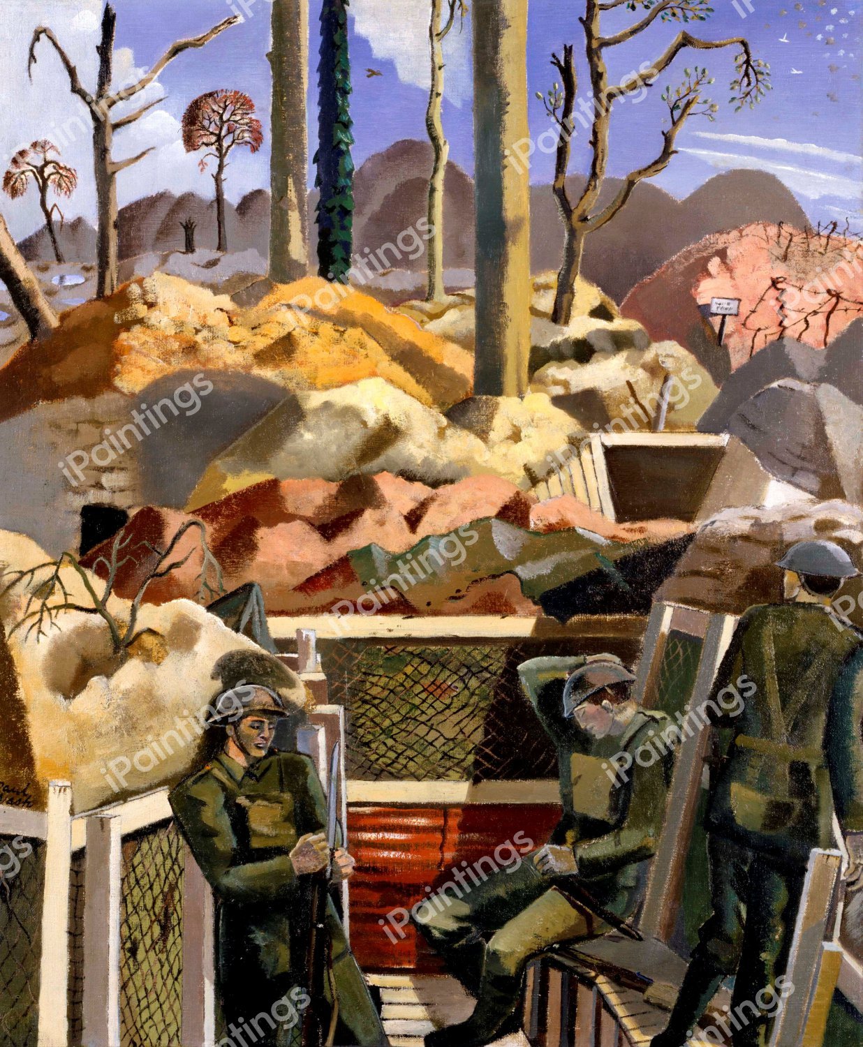 Spring in the Trenches, Ridge Wood, 1917. The painting by Paul Nash