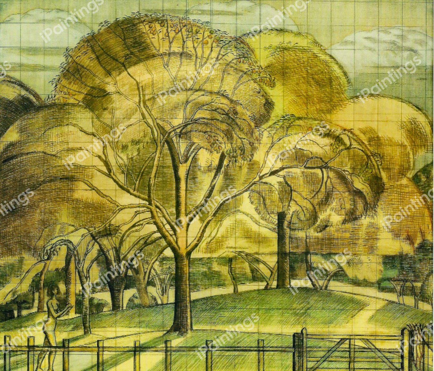 The Orchard, 1914. The painting by Paul Nash