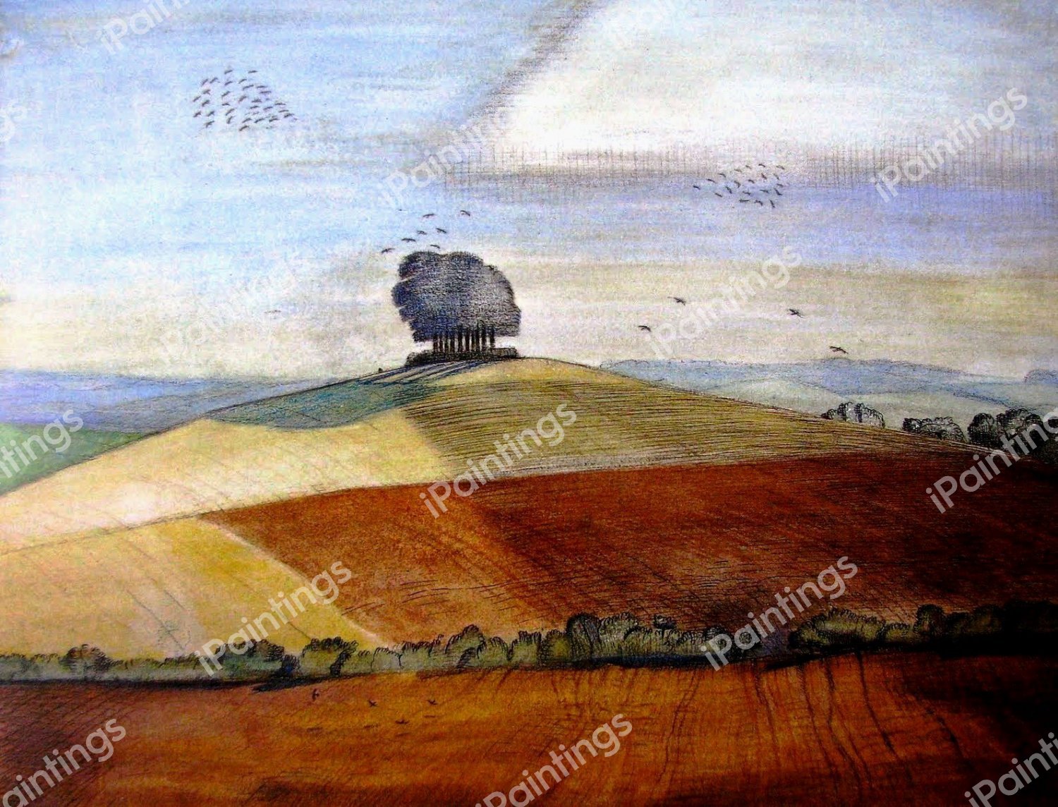 Under the Hill, 1912. The painting by Paul Nash