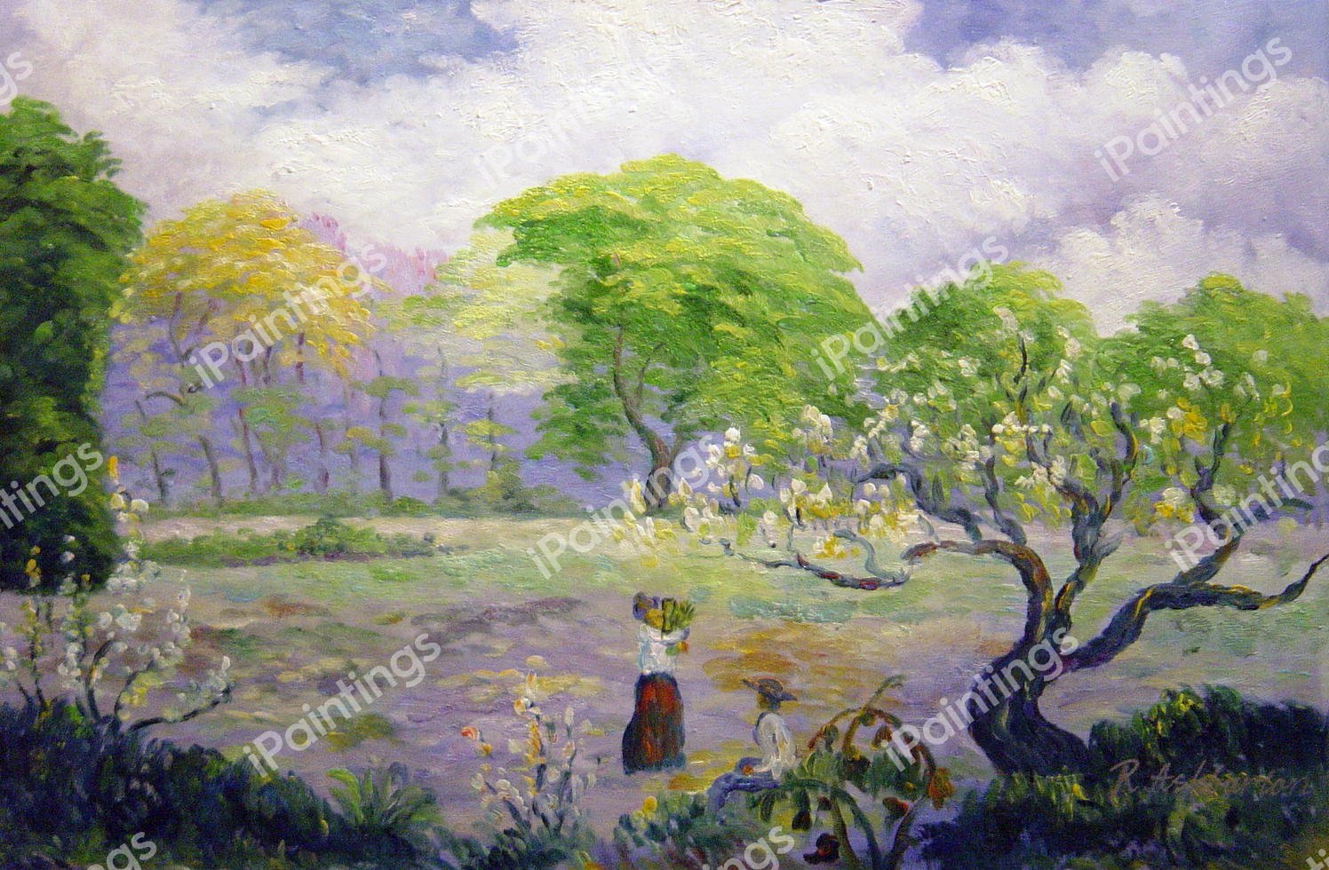 Picking Flowers. The painting by Paul Ranson