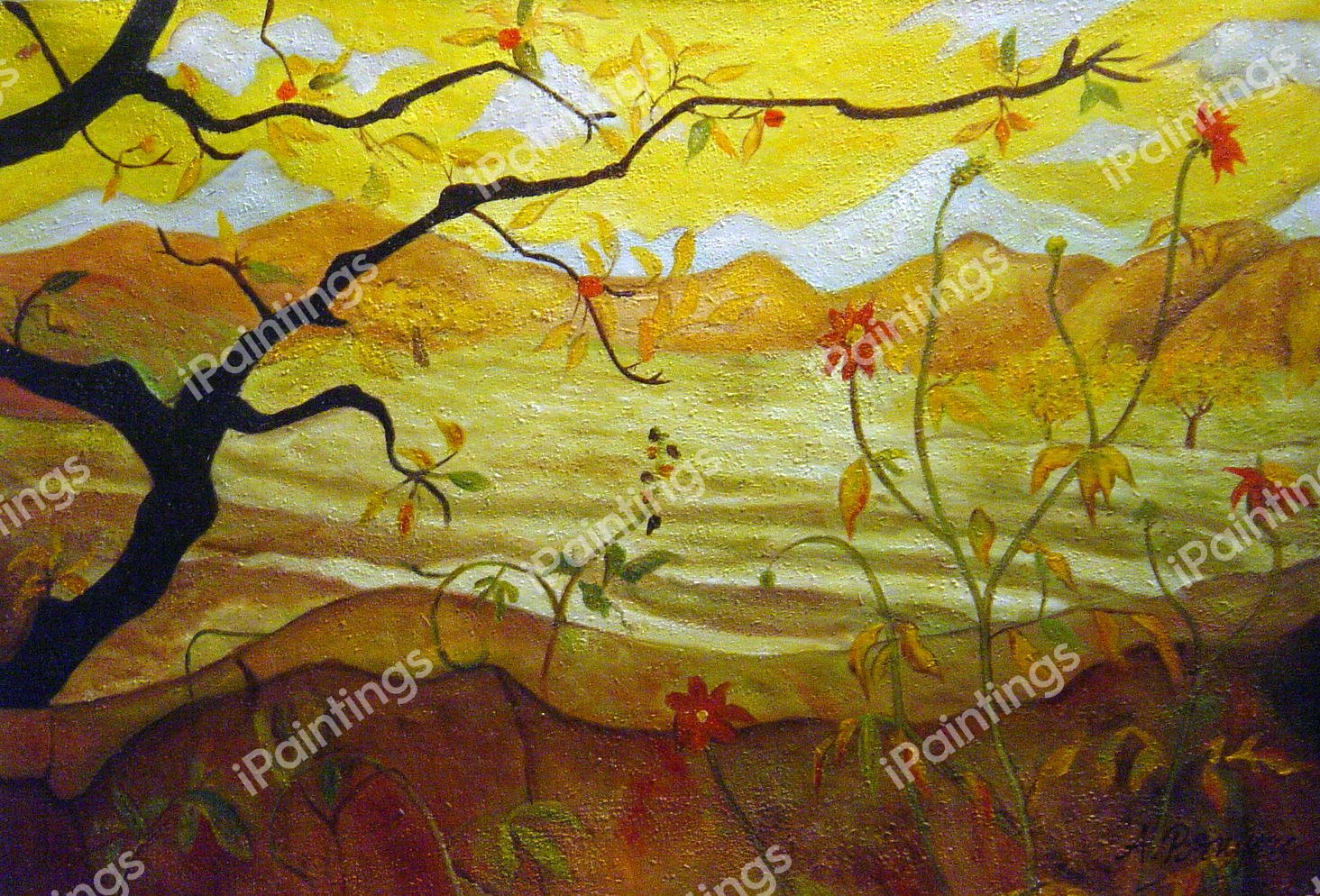 The Apple Tree With Red Fruit. The painting by Paul Ranson