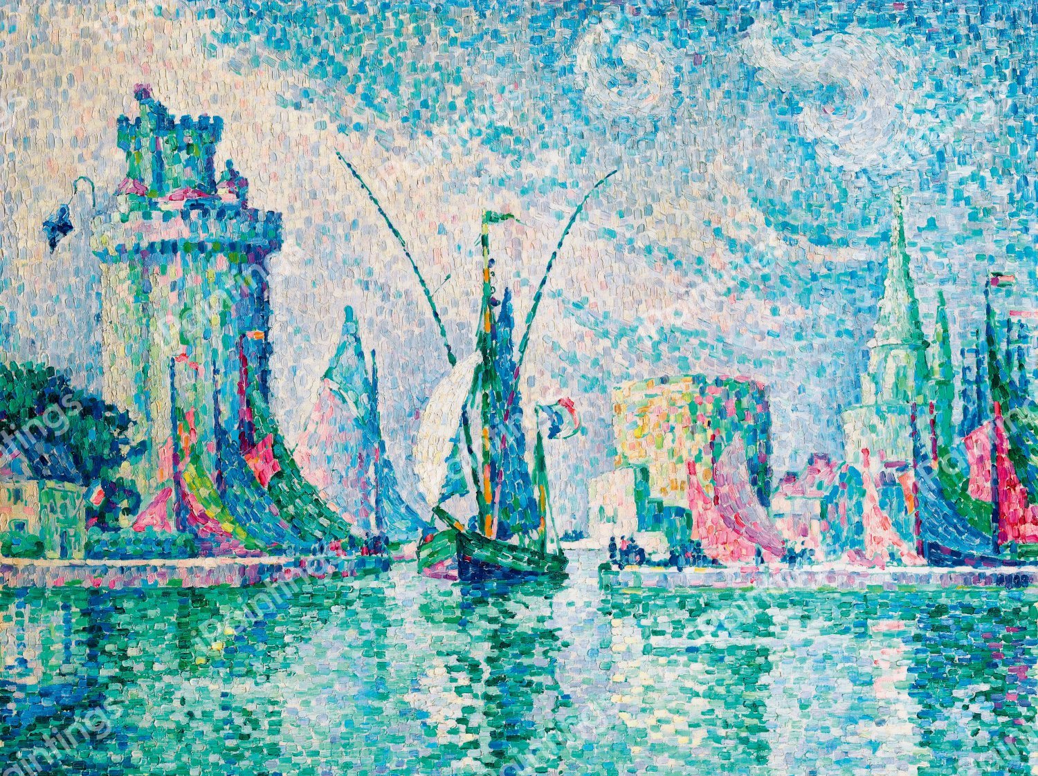 Les Tours Vertes, La Rochelle, 1913. The painting by Paul Signac