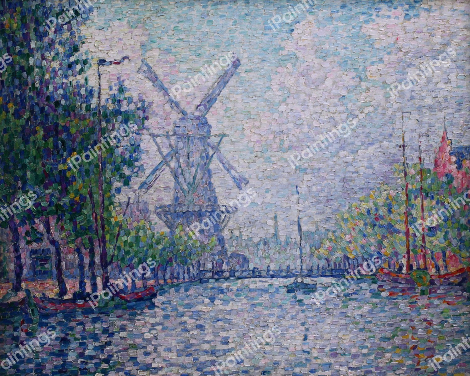 Mill on a Canal in Rotterdam, 1906. The painting by Paul Signac