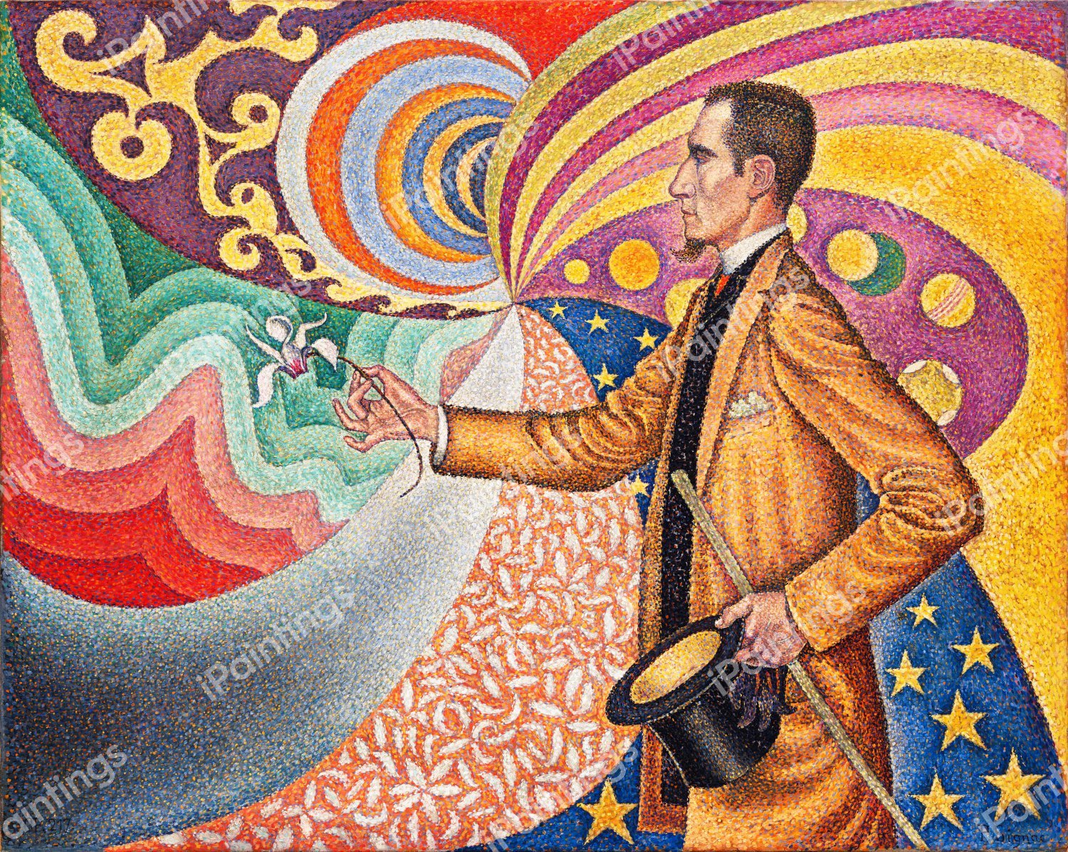 Portrait of Felix Feneon, 1890. The painting by Paul Signac