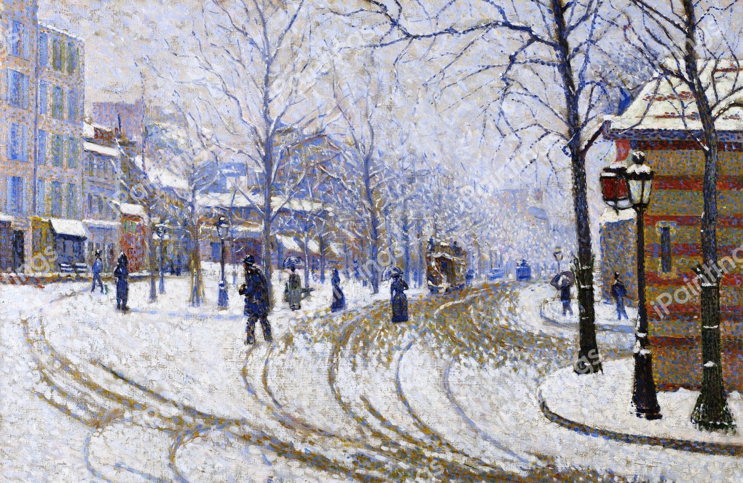 Snow, Boulevard de Clichy, Paris, 1886. The painting by Paul Signac