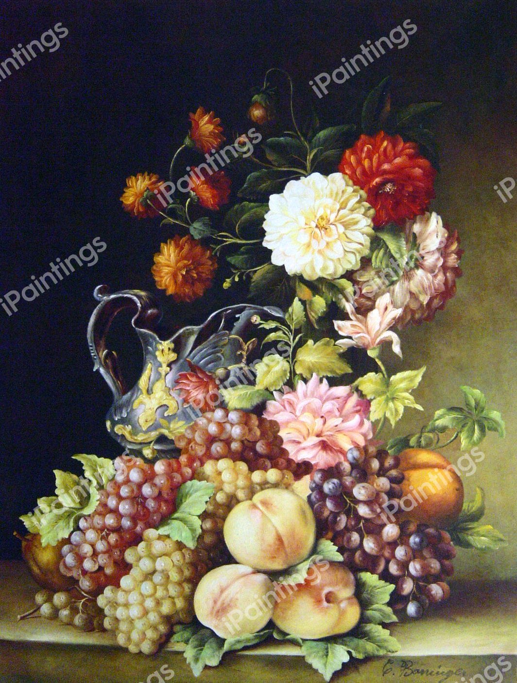 Still Life With Fruit And Flowers. The painting by Pauline Koudelka-Schmerling