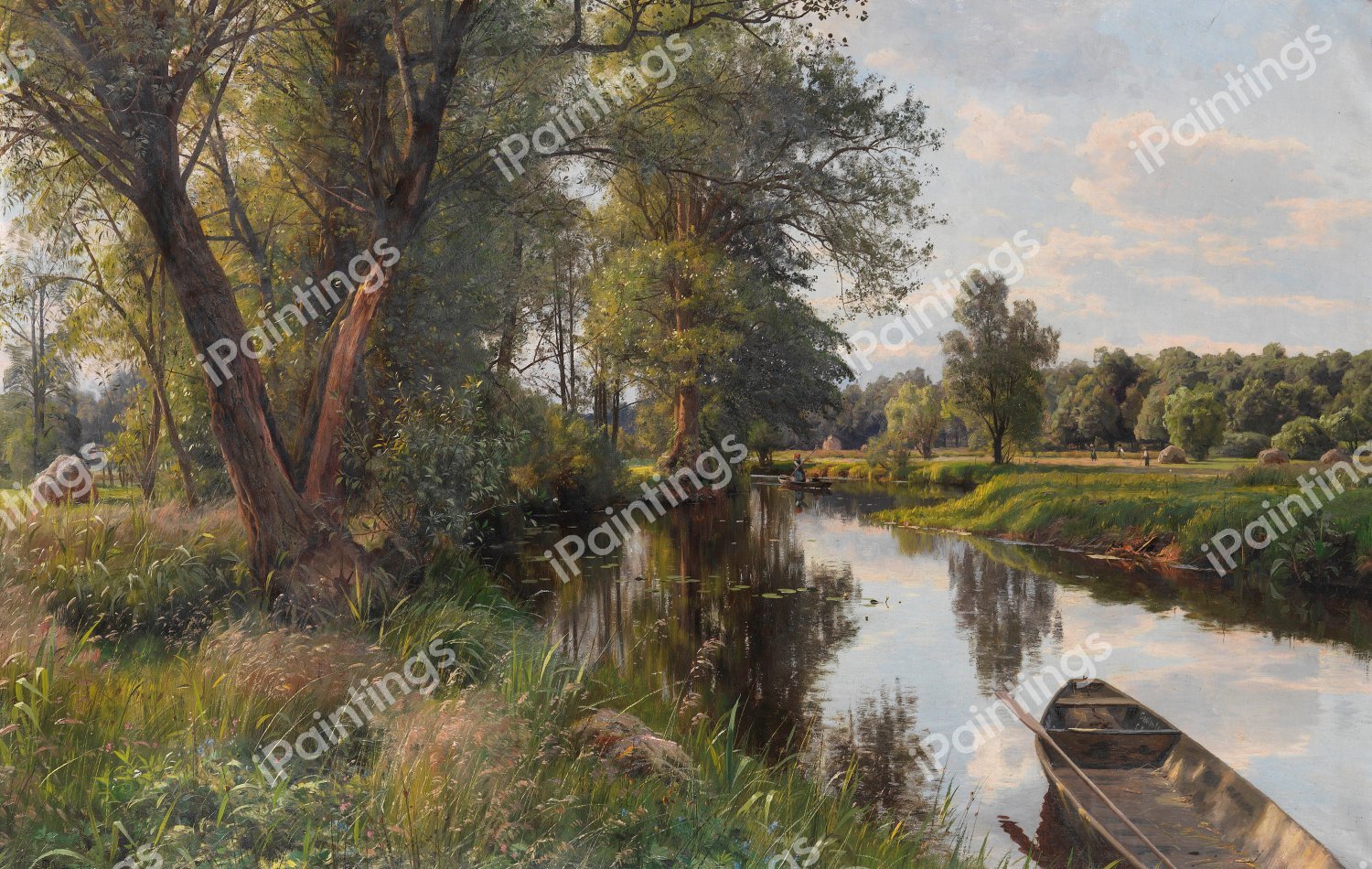 A Summer Landscape with River Floodplain, 1911. The painting by Peder Mork Monsted