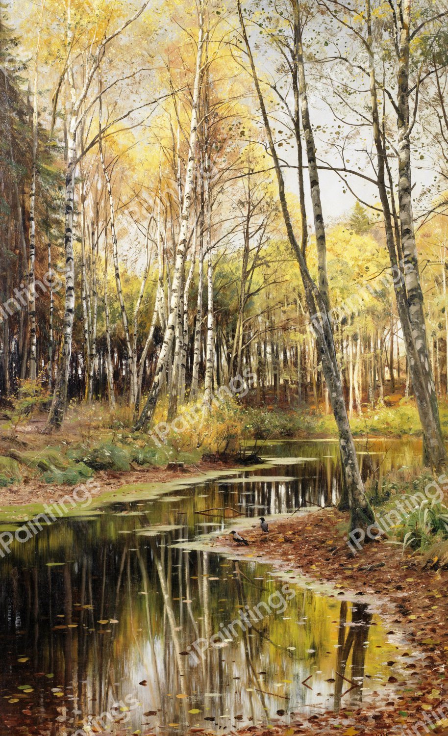 Autumn in the Birchwood, 1903. The painting by Peder Mork Monsted