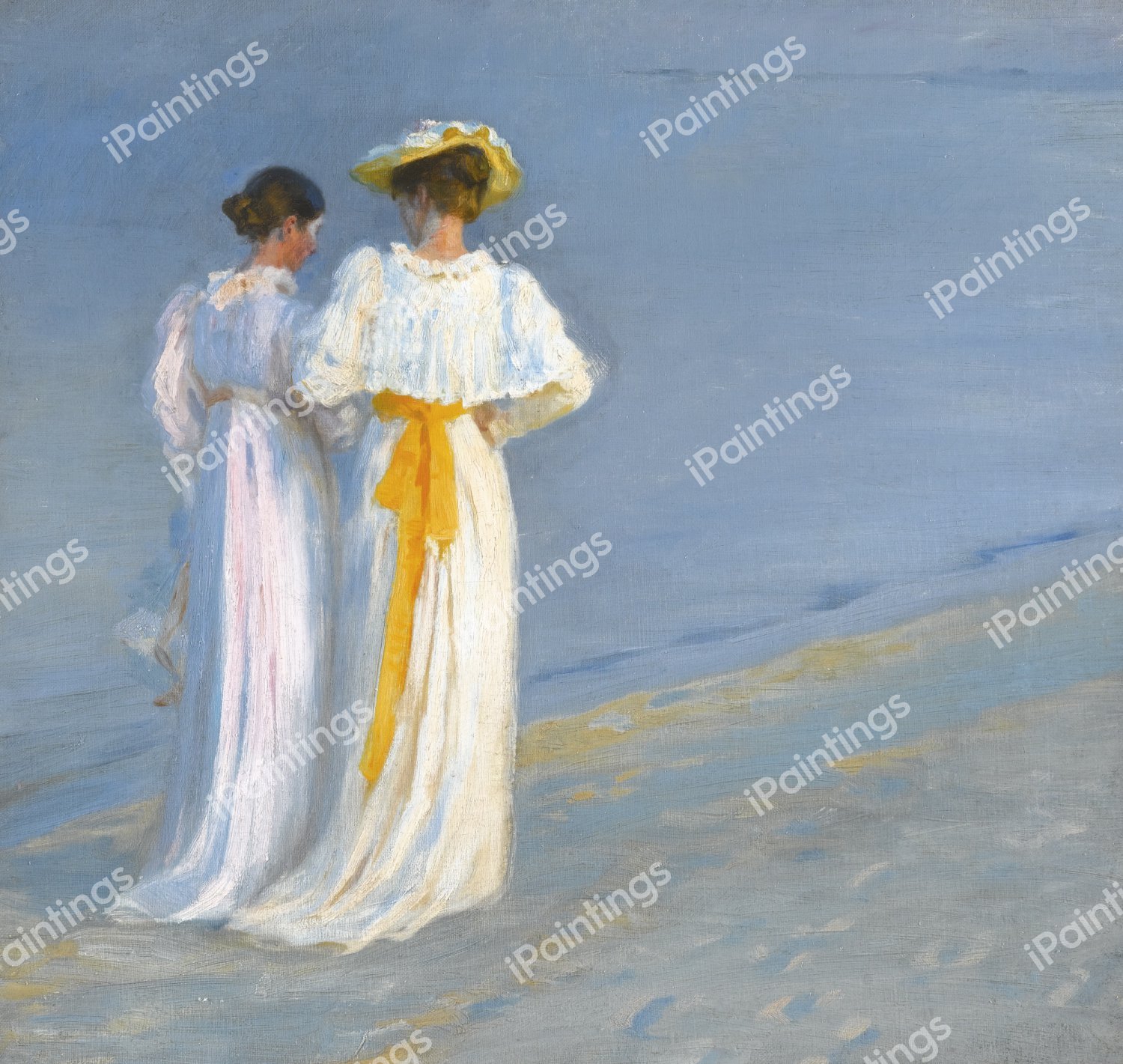 Anna Ancher and Marie Kroyer on the Beach at Skagen. The painting by Peder Severin Kroyer