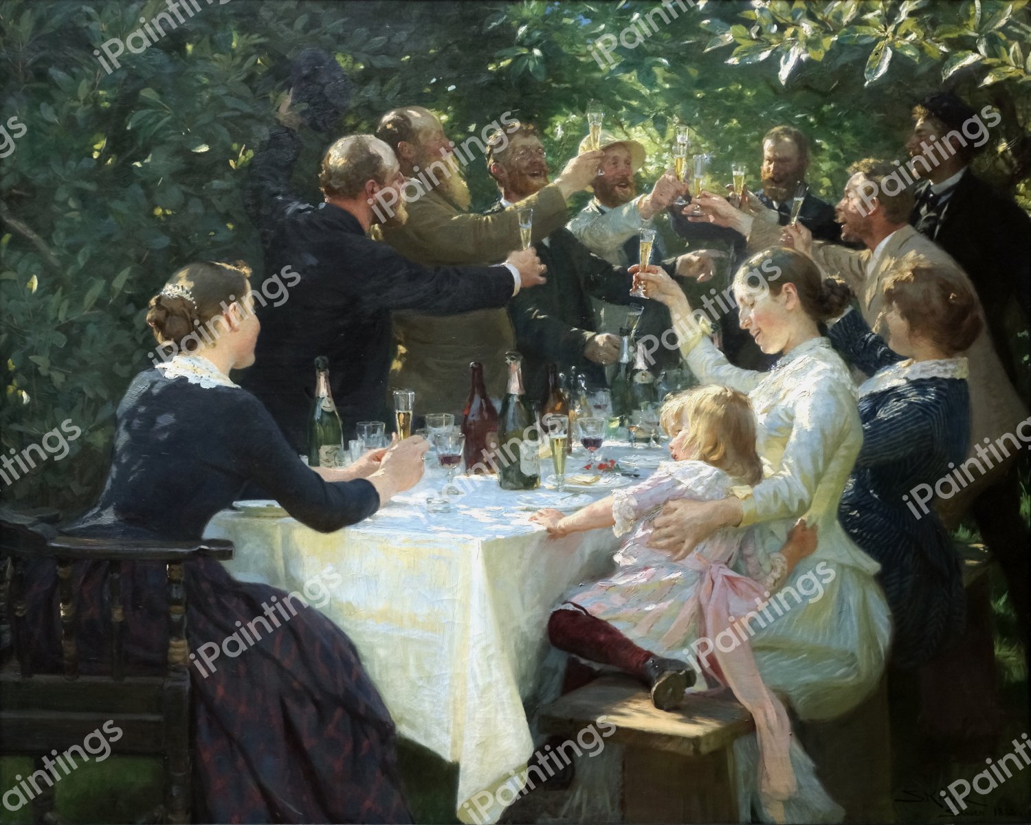 Artist's Party - Hip, Hip, Hurrah!. The painting by Peder Severin Kroyer
