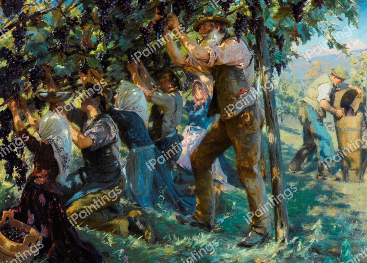 Wine Harvest in the Tyrol. The painting by Peder Severin Kroyer