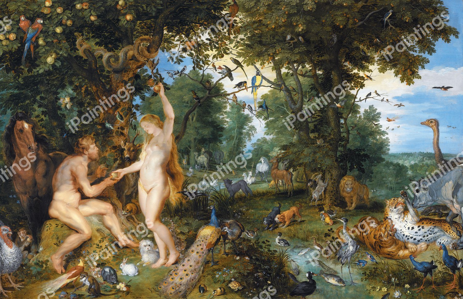 Adam and Eve in Worthy Paradise. The painting by Peter Paul Rubens