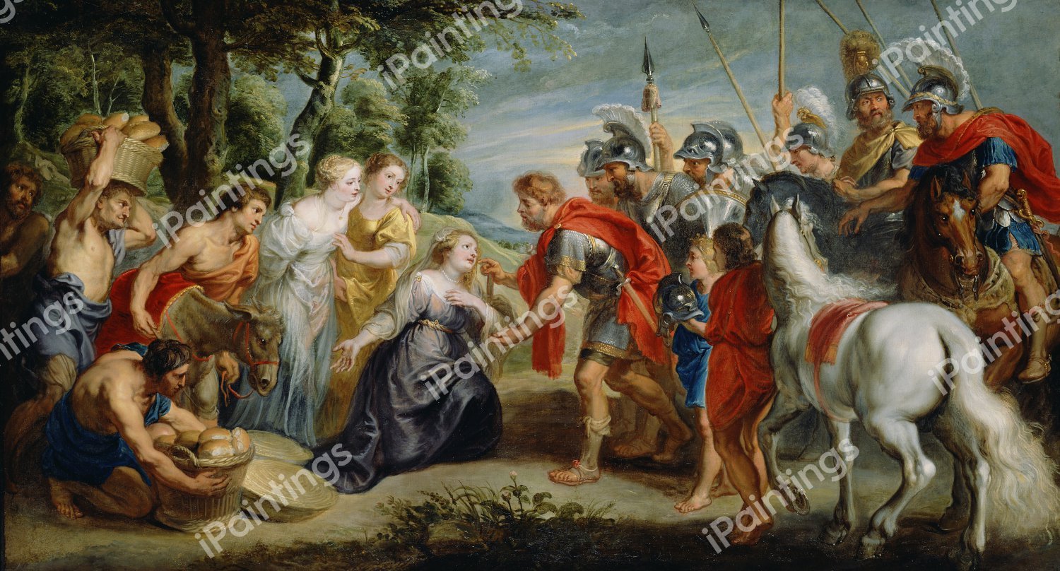 David Meeting Abigail. The painting by Peter Paul Rubens