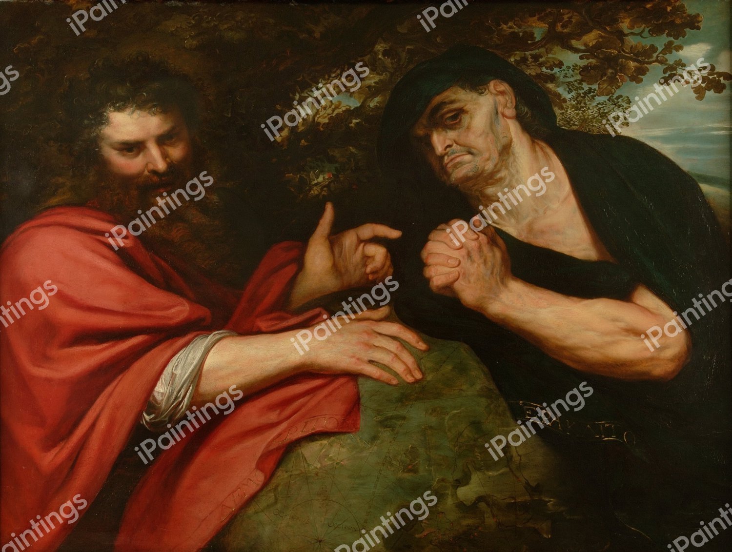 Democritus and Heraclitus. The painting by Peter Paul Rubens