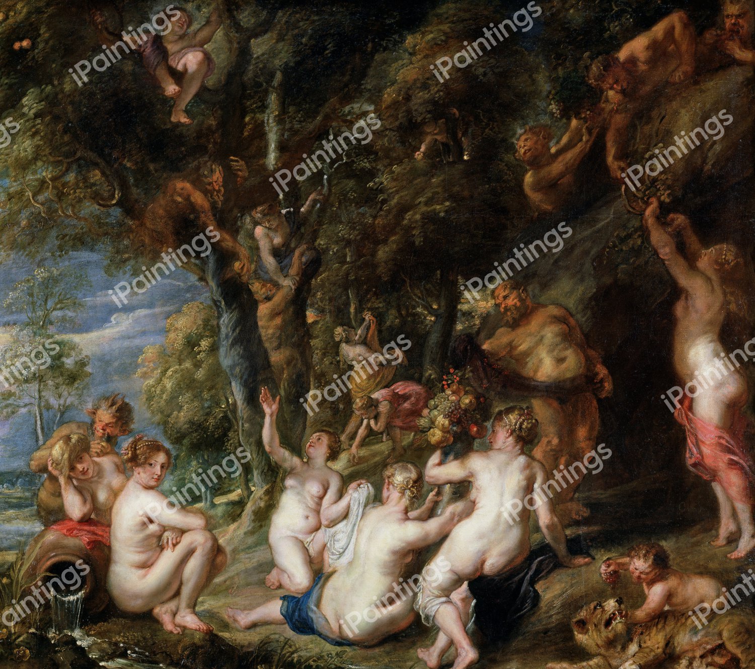 Nymphs and Satyrs. The painting by Peter Paul Rubens