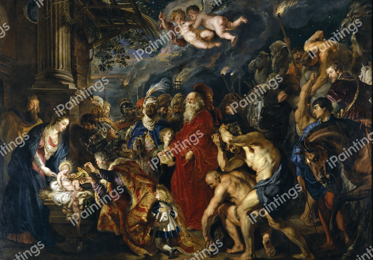 The Adoration of the Magi. The painting by Peter Paul Rubens