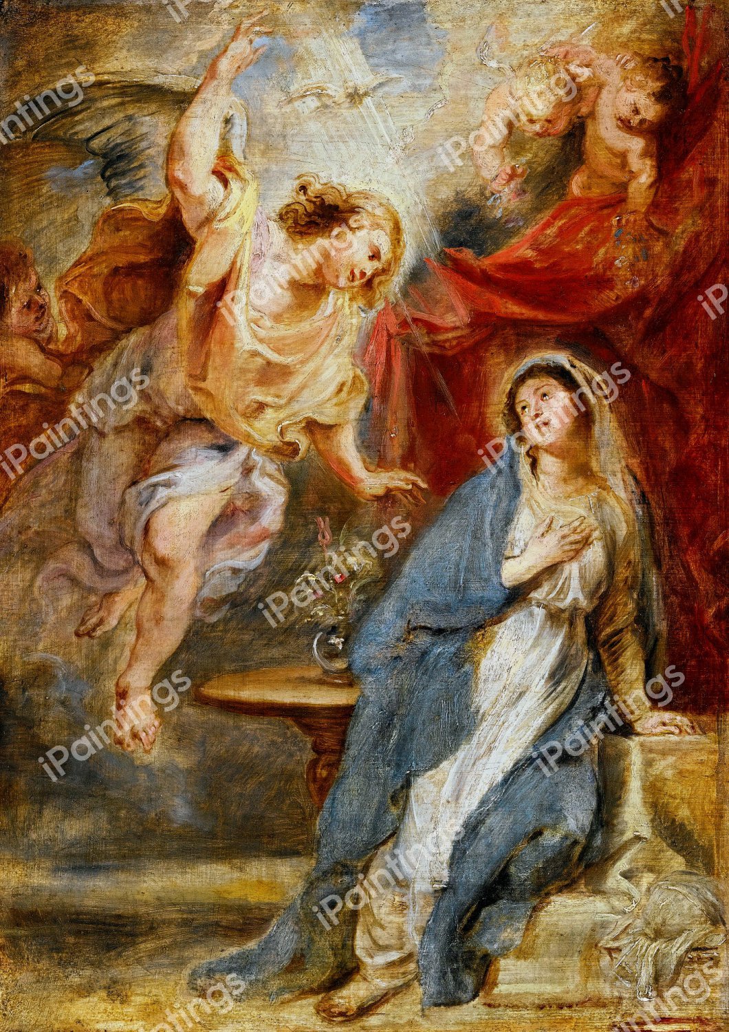 The Annunciation. The painting by Peter Paul Rubens
