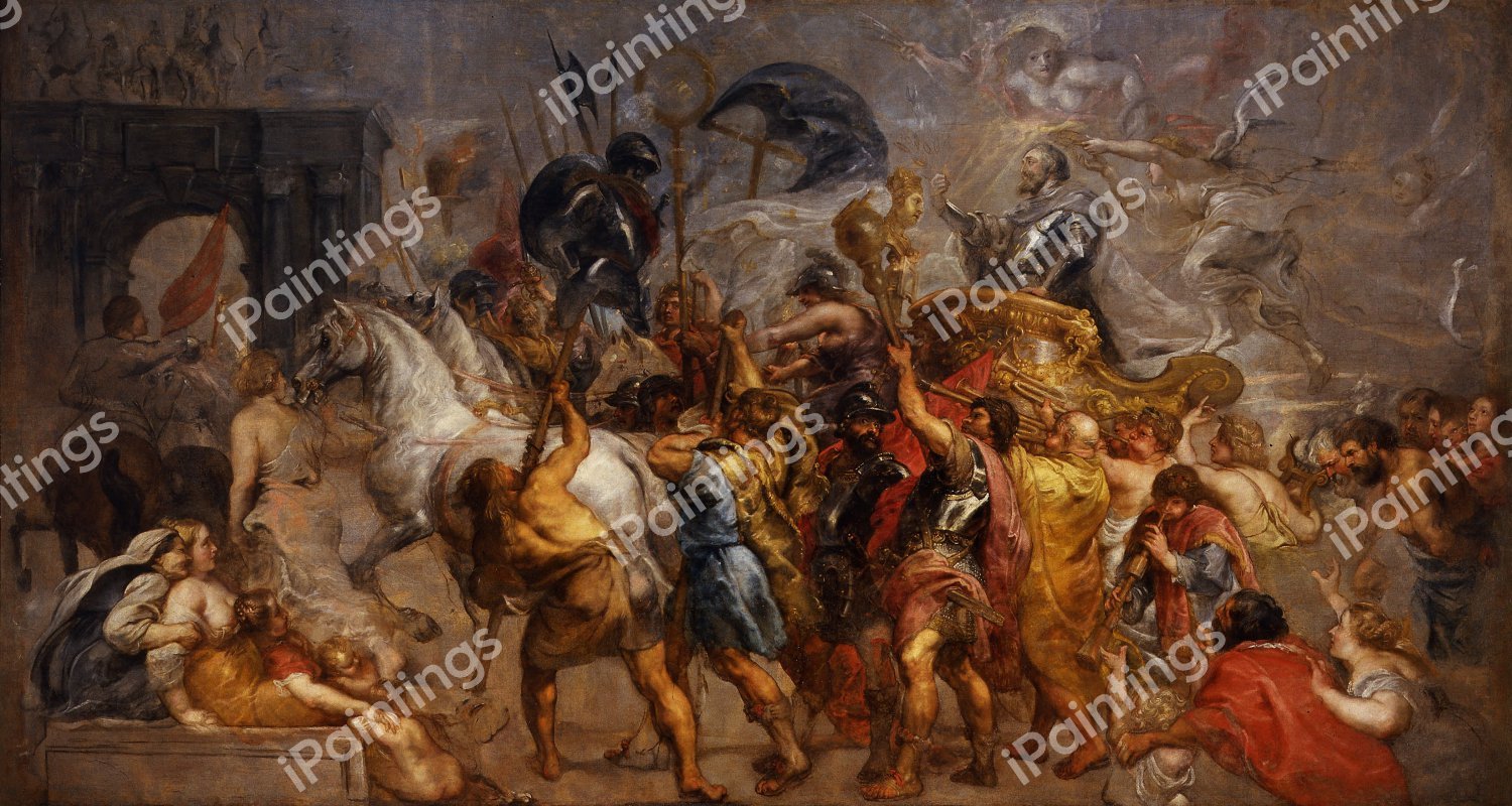 The Entry of King Henry IV of France in Paris after the Battle of Ivry. The painting by Peter Paul Rubens