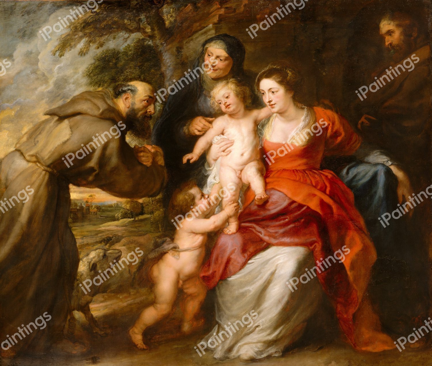 The Holy Family with Saints Francis and Anne and the Infant Saint John the Baptist. The painting by Peter Paul Rubens