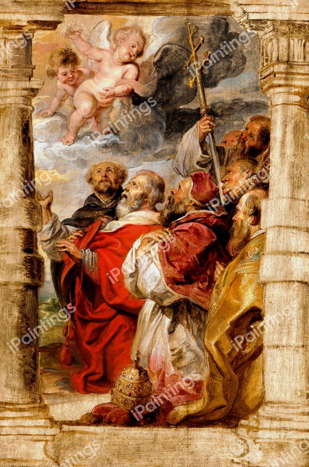 The Princes of the Church Adoring the Eucharist. The painting by Peter Paul Rubens