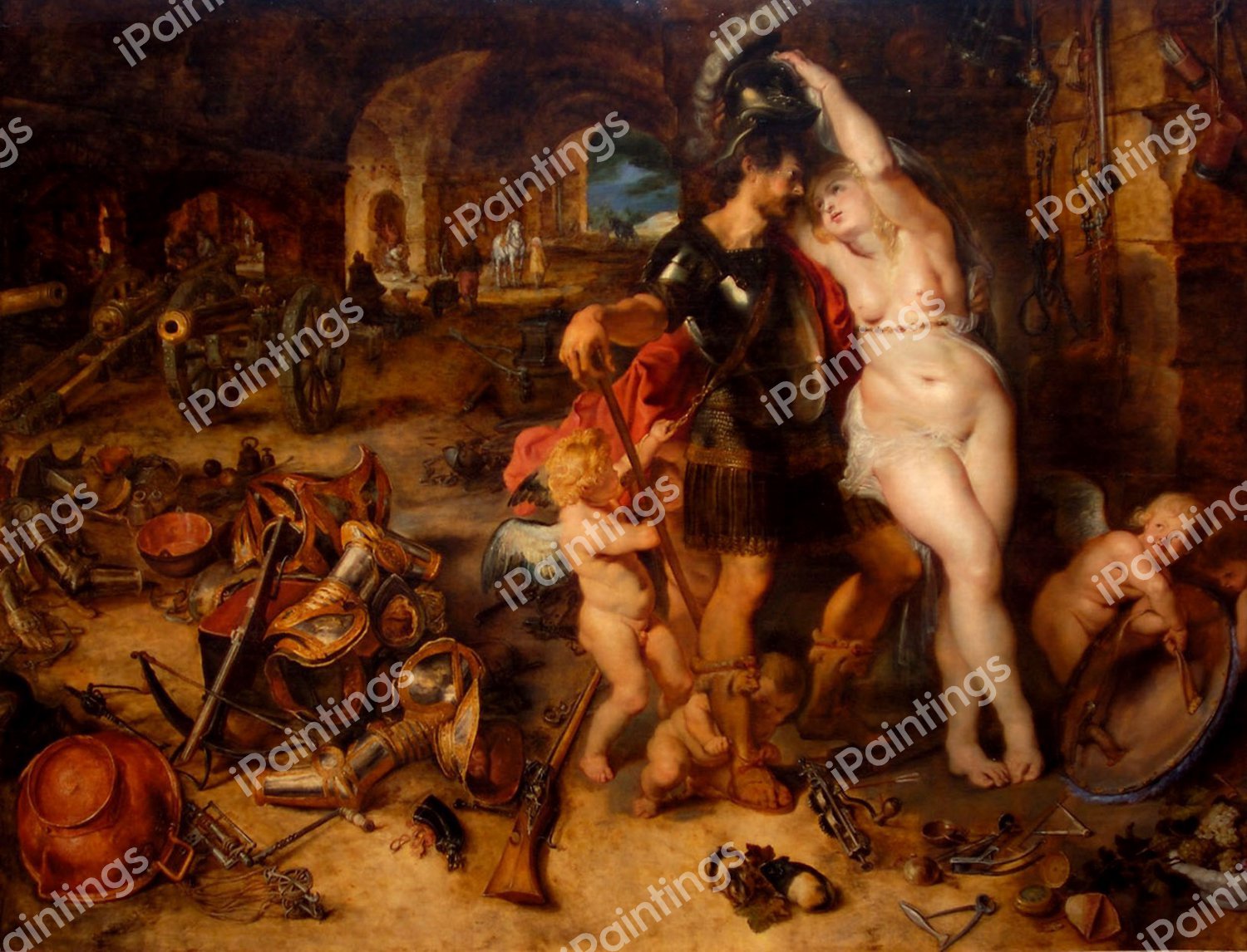 The Return from War: Mars Disarmed by Venus. The painting by Peter Paul Rubens