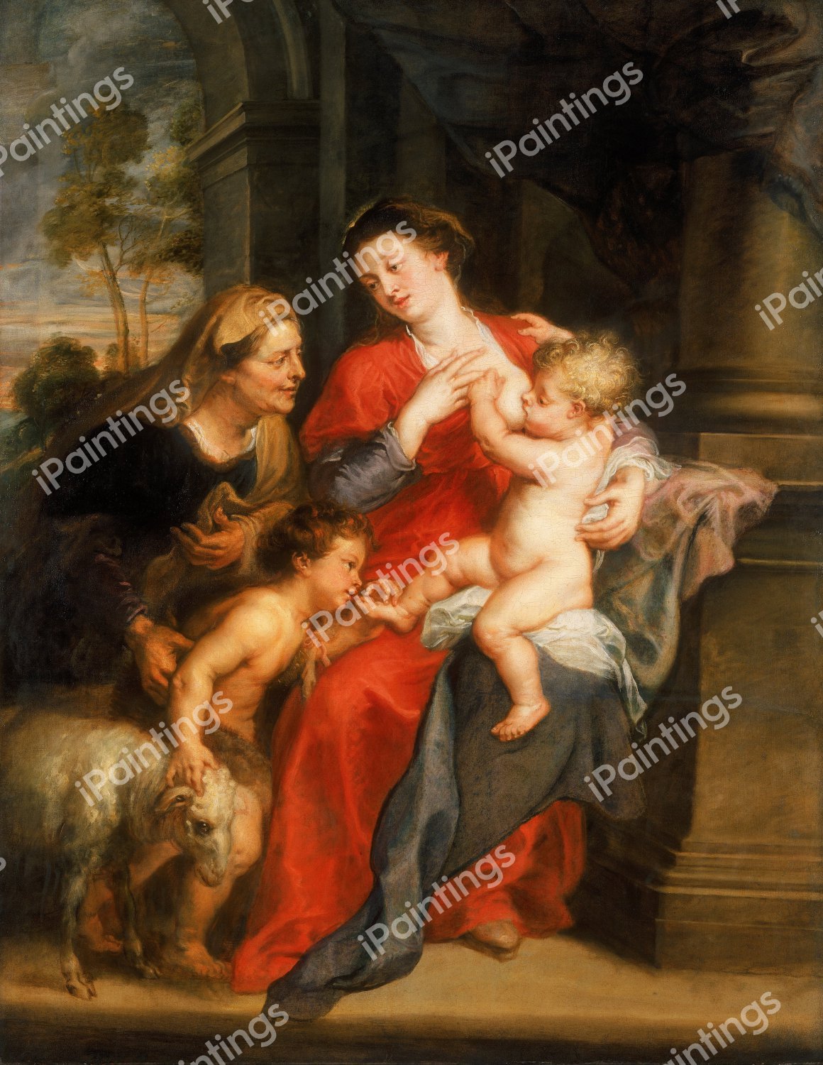 The Virgin and Child with Sts. Elizabeth and John. The painting by Peter Paul Rubens