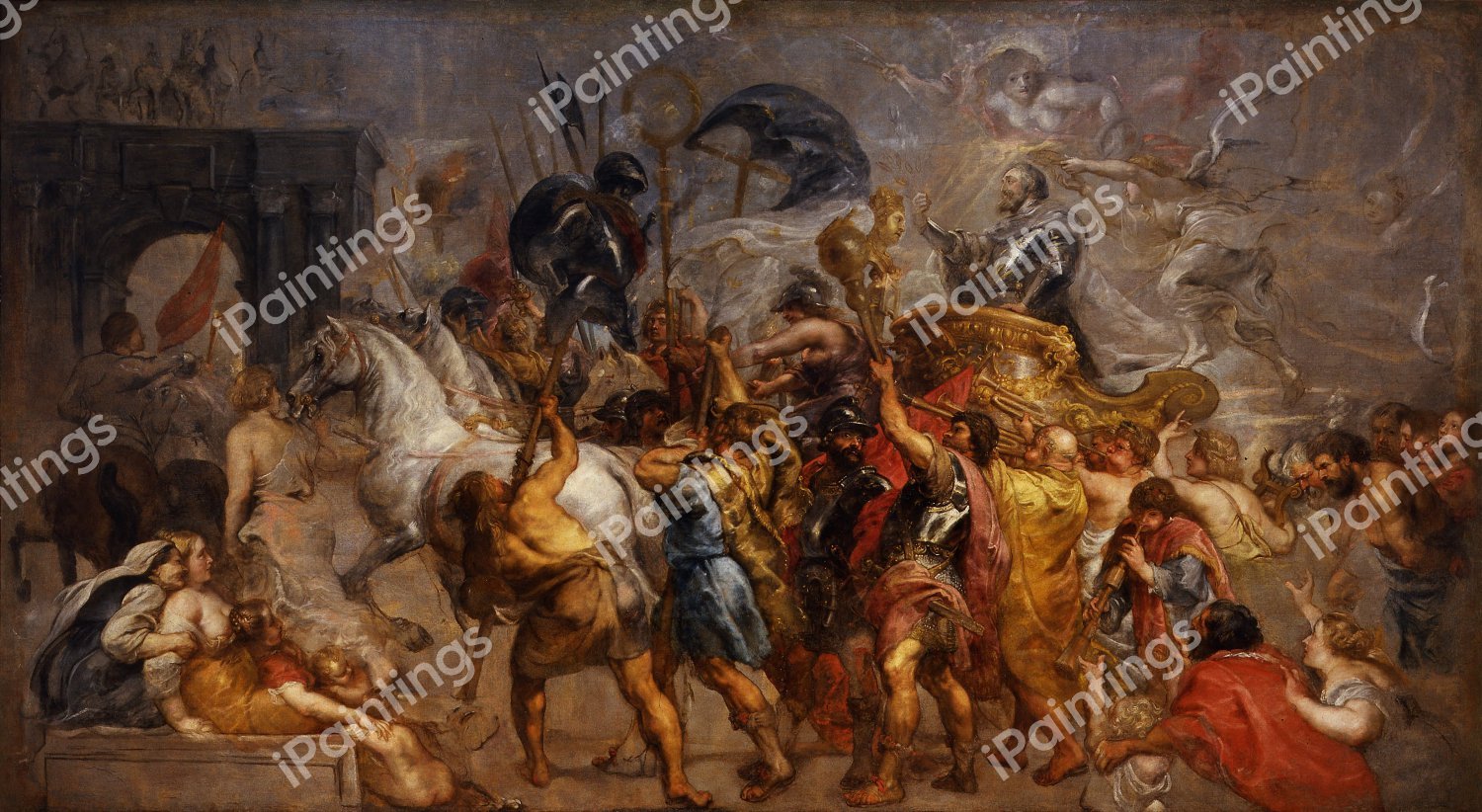 Triumphal Entry of Henri IV in Paris. The painting by Peter Paul Rubens