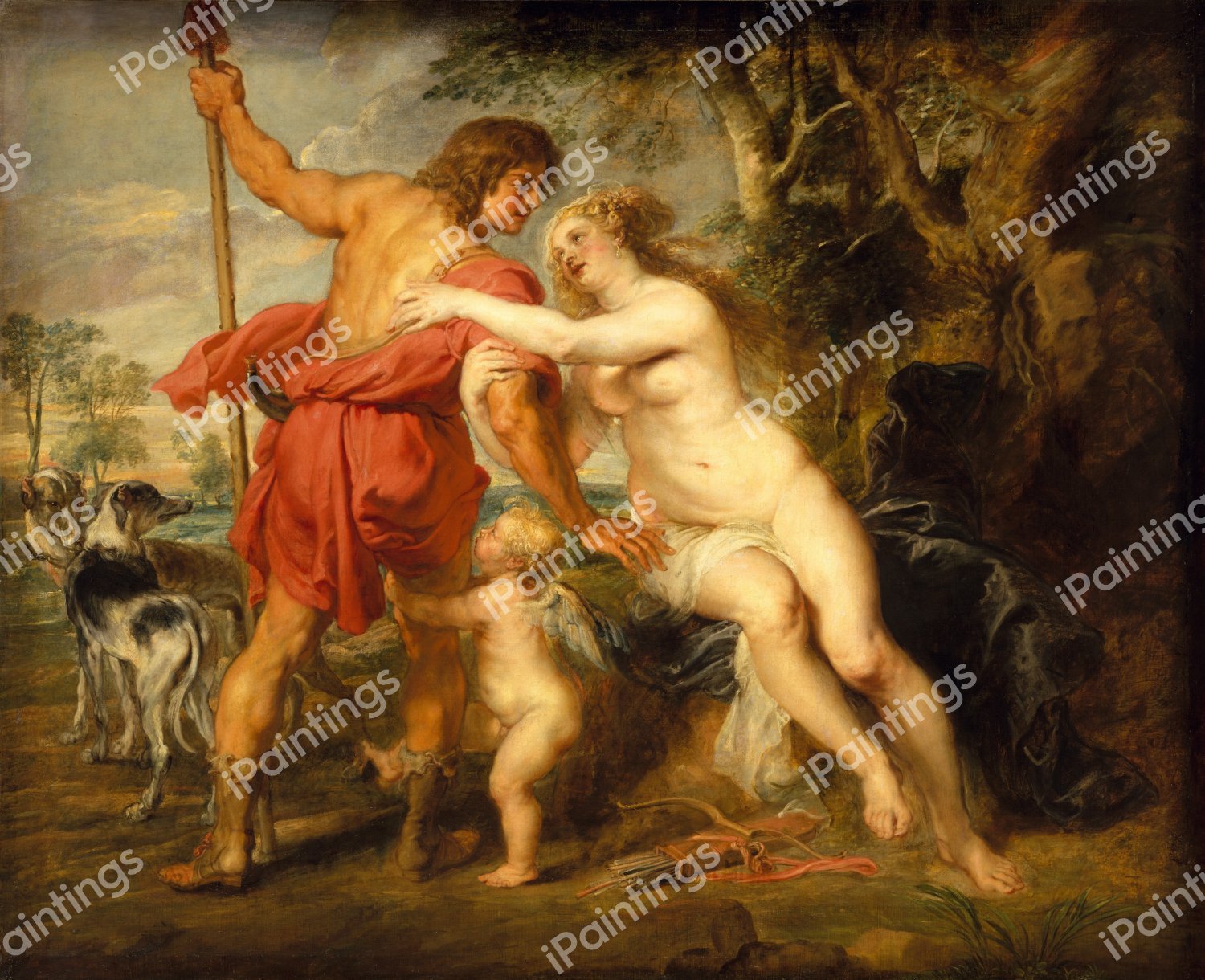 Venus and Adonis. The painting by Peter Paul Rubens