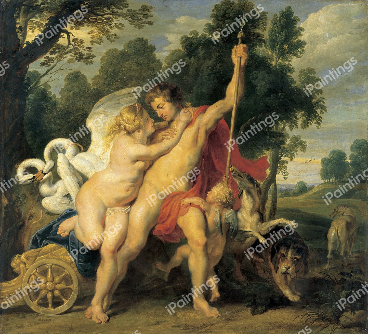 Venus and Adonis. The painting by Peter Paul Rubens
